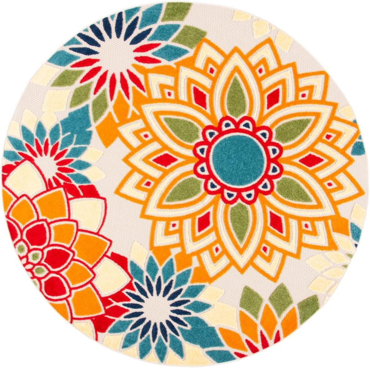 image:imageSAFAVIEH Washable Rug Outdoor Cabana Collection 8 x 10 Ivory amp Orange NonShedding amp Easy to Clean Ideal for Patio Backyard Mudroom CBN328AIvoryOrange