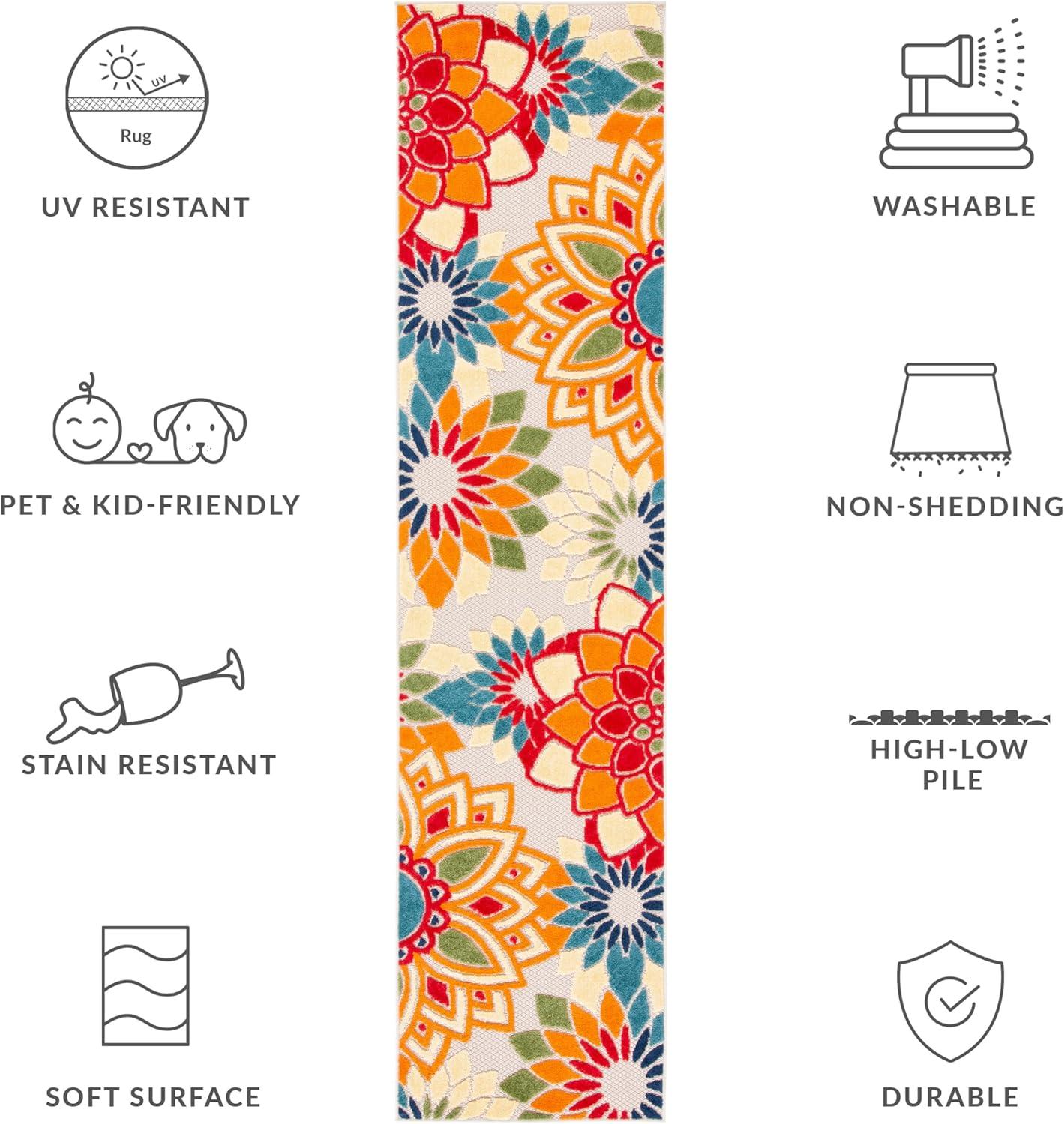 image:imageSAFAVIEH Washable Rug Outdoor Cabana Collection 8 x 10 Ivory amp Orange NonShedding amp Easy to Clean Ideal for Patio Backyard Mudroom CBN328AIvoryOrange