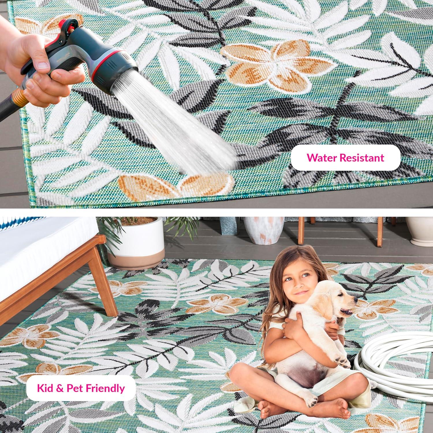 image:imageSAFAVIEH Washable Rug Outdoor Cabana Collection 9 x 12 Blue amp Grey NonShedding amp Easy to Clean Ideal for Patio Backyard Mudroom CBN405MBlue GreenGrey