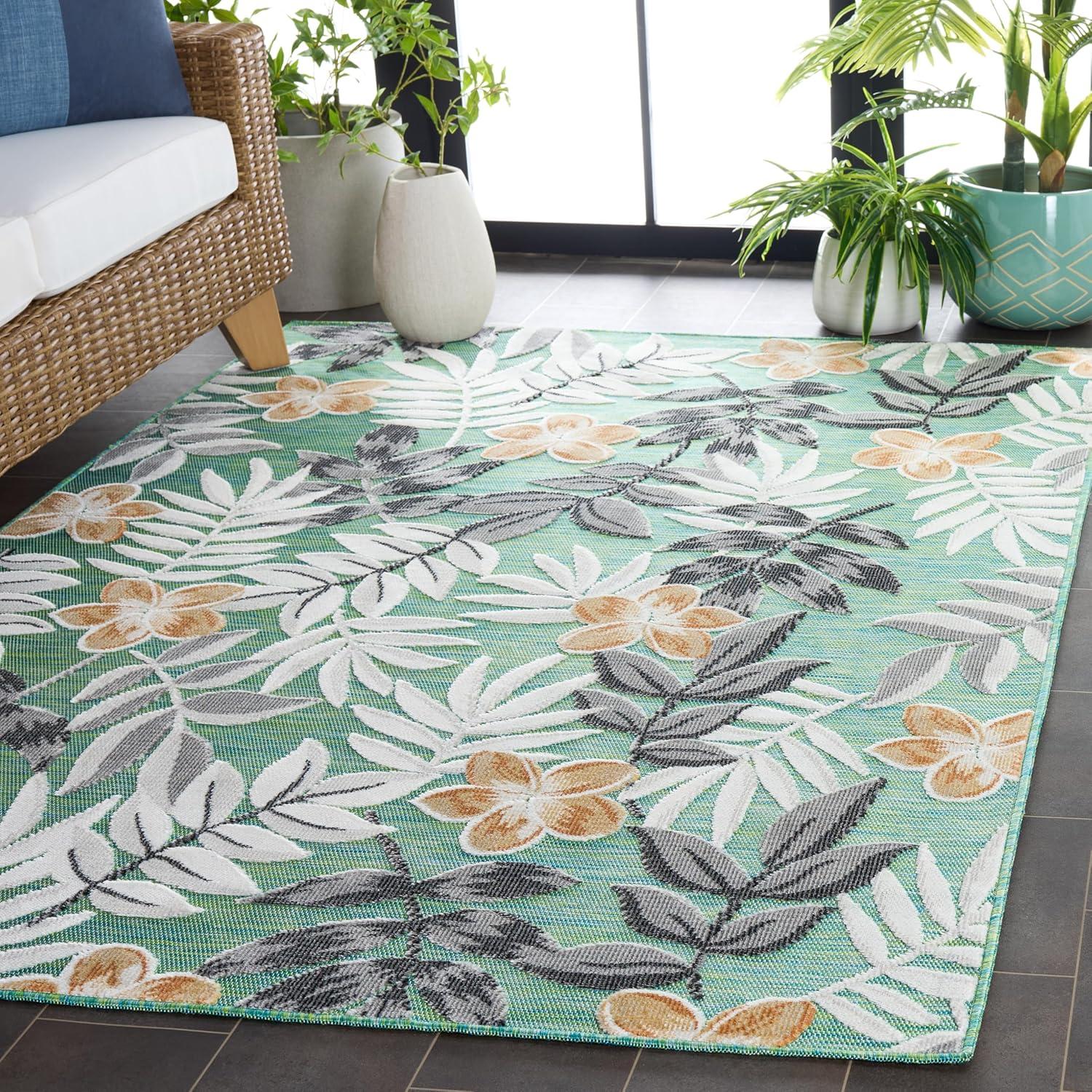 image:imageSAFAVIEH Washable Rug Outdoor Cabana Collection 9 x 12 Blue amp Grey NonShedding amp Easy to Clean Ideal for Patio Backyard Mudroom CBN405MBlue GreenGrey