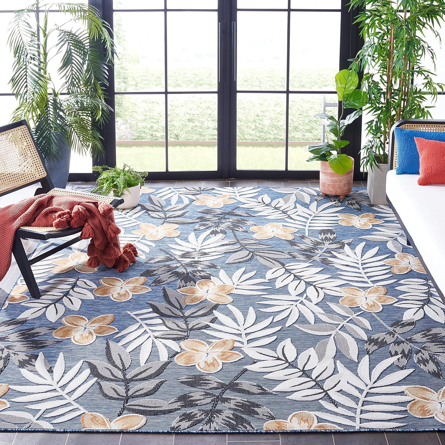image:imageSAFAVIEH Washable Rug Outdoor Cabana Collection 9 x 12 Blue amp Grey NonShedding amp Easy to Clean Ideal for Patio Backyard Mudroom CBN405MBlueGrey