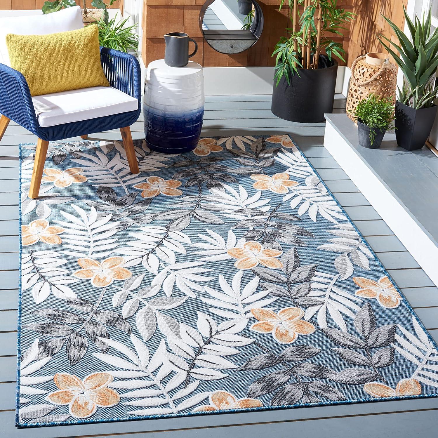 image:imageSAFAVIEH Washable Rug Outdoor Cabana Collection 9 x 12 Blue amp Grey NonShedding amp Easy to Clean Ideal for Patio Backyard Mudroom CBN405MBlueGrey