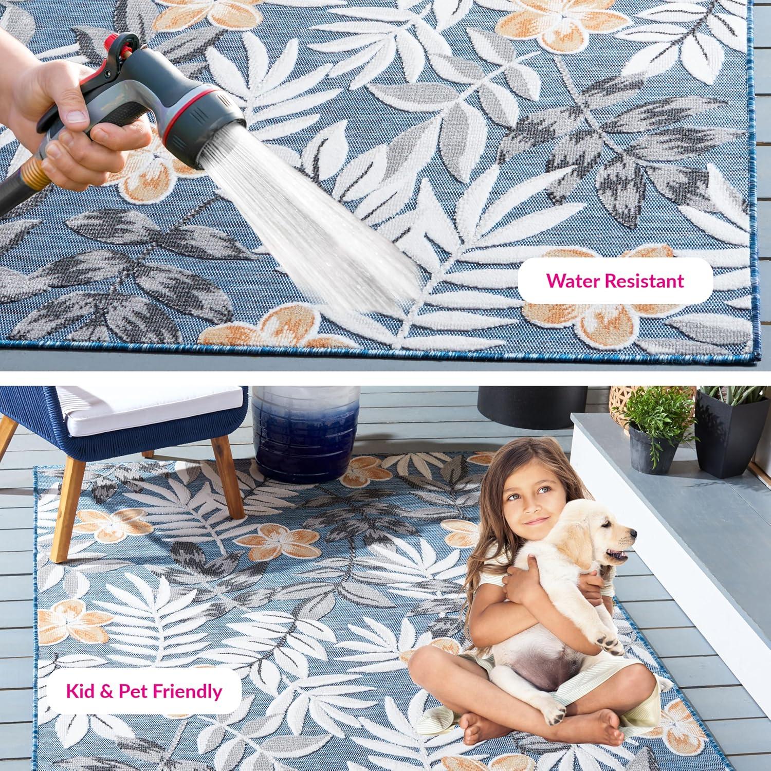 image:imageSAFAVIEH Washable Rug Outdoor Cabana Collection 9 x 12 Blue amp Grey NonShedding amp Easy to Clean Ideal for Patio Backyard Mudroom CBN405MBlueGrey