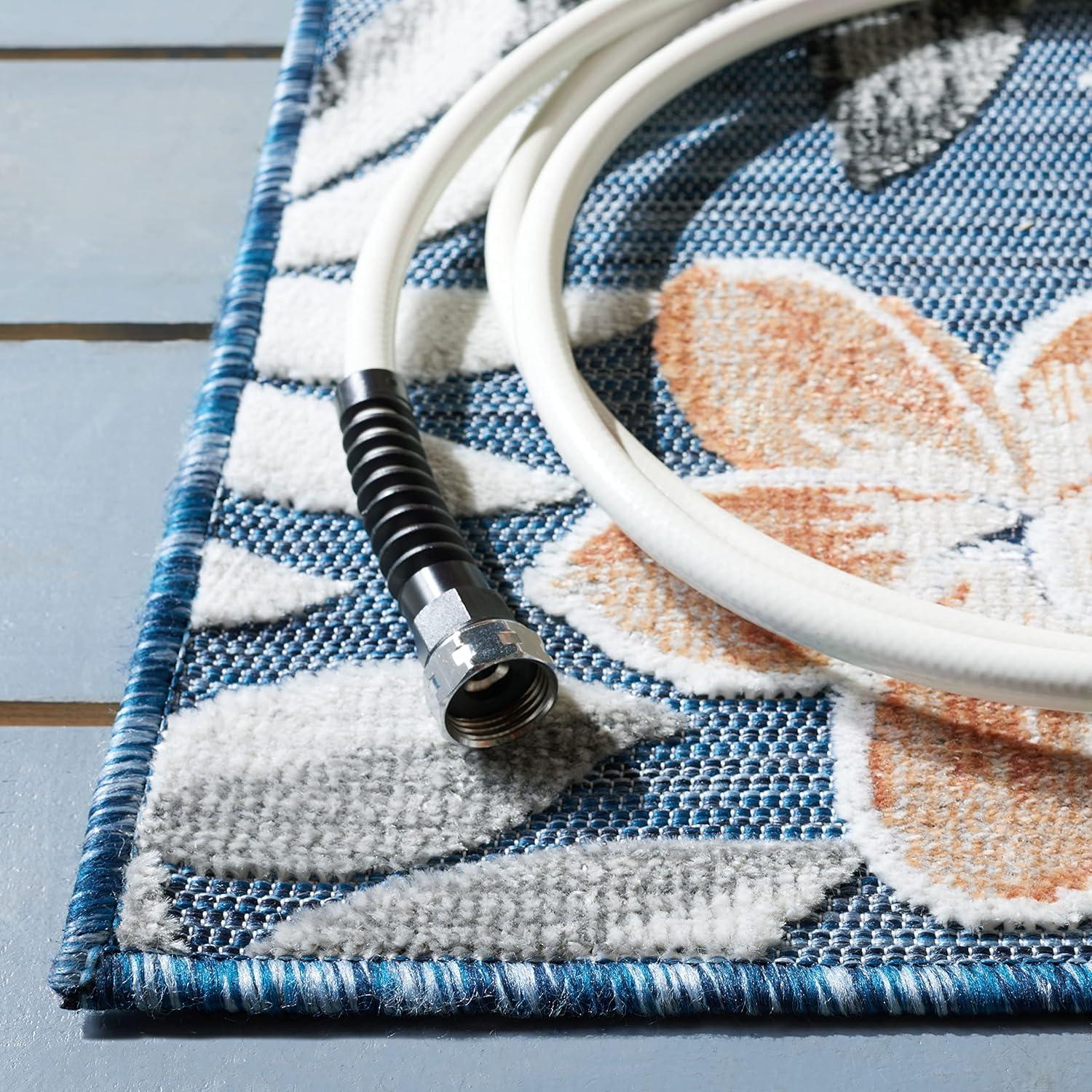image:imageSAFAVIEH Washable Rug Outdoor Cabana Collection 9 x 12 Blue amp Grey NonShedding amp Easy to Clean Ideal for Patio Backyard Mudroom CBN405MBlueGrey