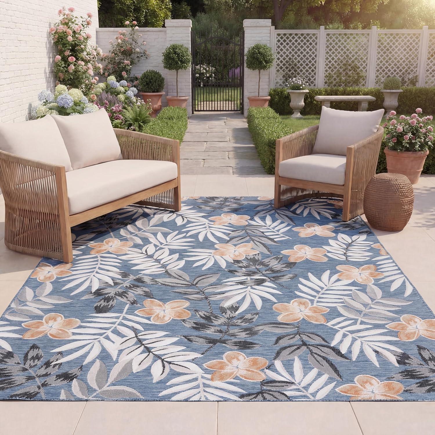 image:imageSAFAVIEH Washable Rug Outdoor Cabana Collection 9 x 12 Blue amp Grey NonShedding amp Easy to Clean Ideal for Patio Backyard Mudroom CBN405MBlueGrey