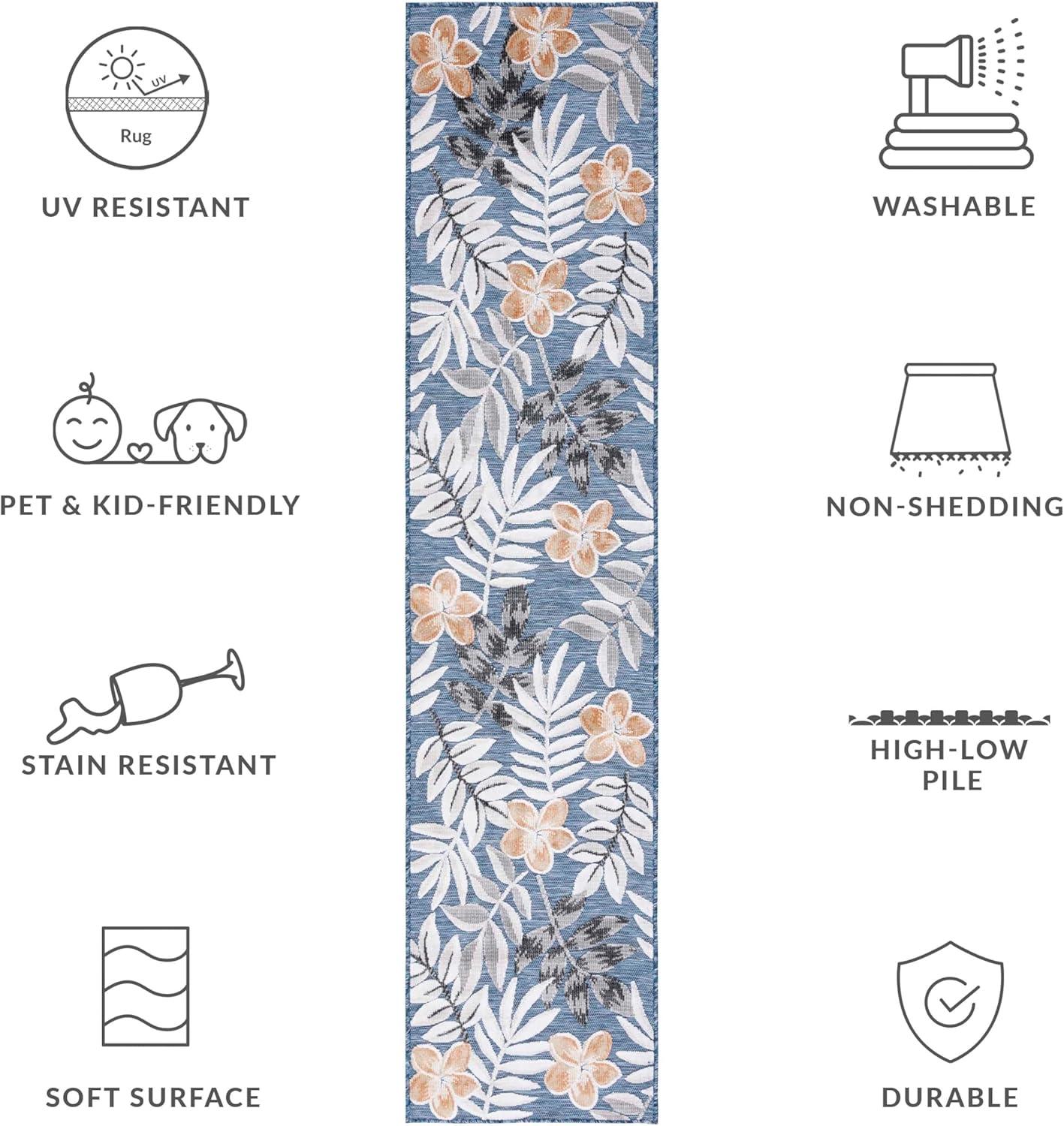 image:imageSAFAVIEH Washable Rug Outdoor Cabana Collection 9 x 12 Blue amp Grey NonShedding amp Easy to Clean Ideal for Patio Backyard Mudroom CBN405MBlueGrey