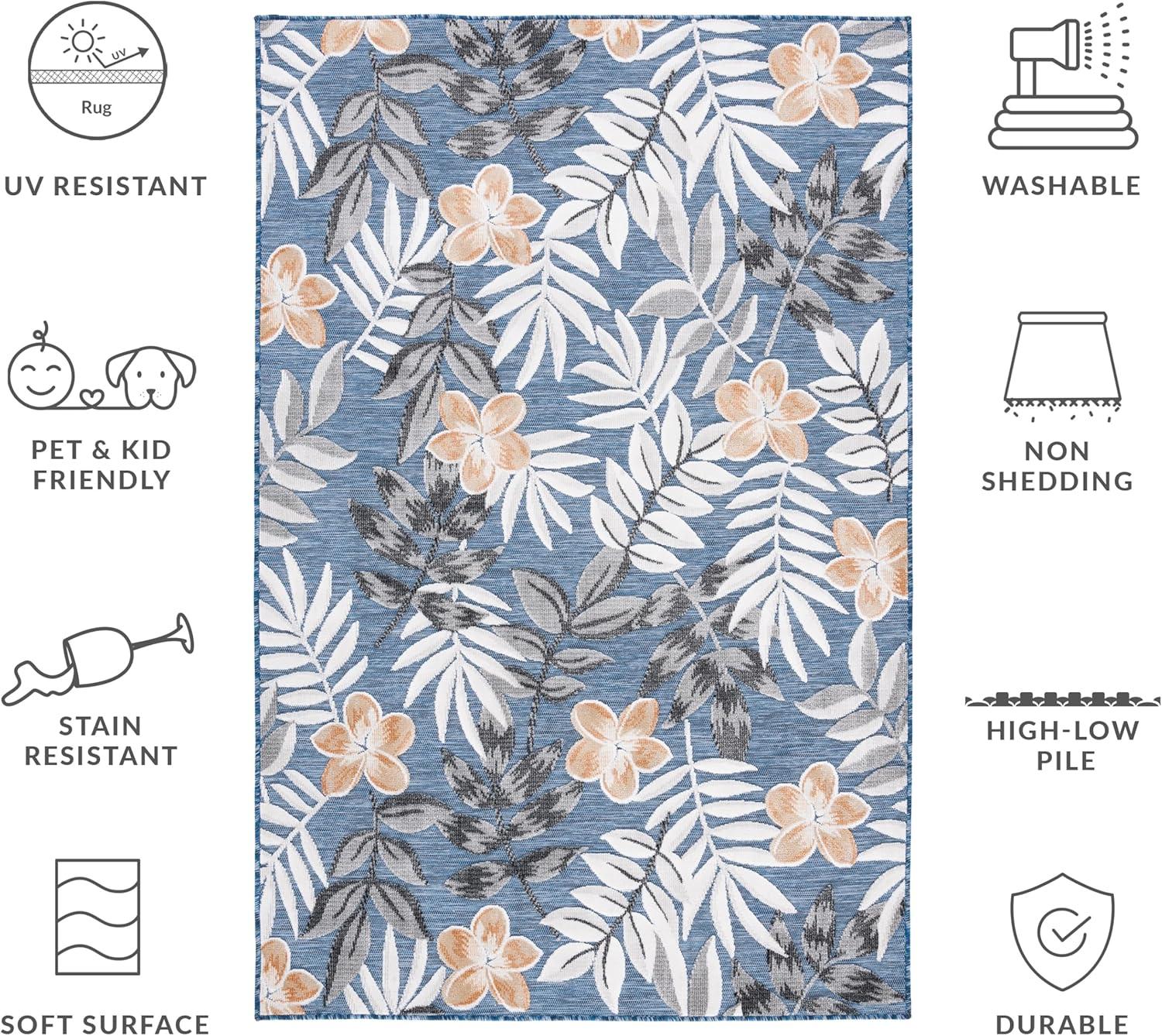 image:imageSAFAVIEH Washable Rug Outdoor Cabana Collection 9 x 12 Blue amp Grey NonShedding amp Easy to Clean Ideal for Patio Backyard Mudroom CBN405MBlueGrey