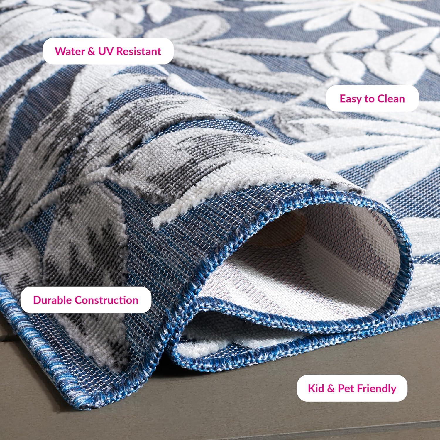 image:imageSAFAVIEH Washable Rug Outdoor Cabana Collection 9 x 12 Blue amp Grey NonShedding amp Easy to Clean Ideal for Patio Backyard Mudroom CBN405MBlueGrey