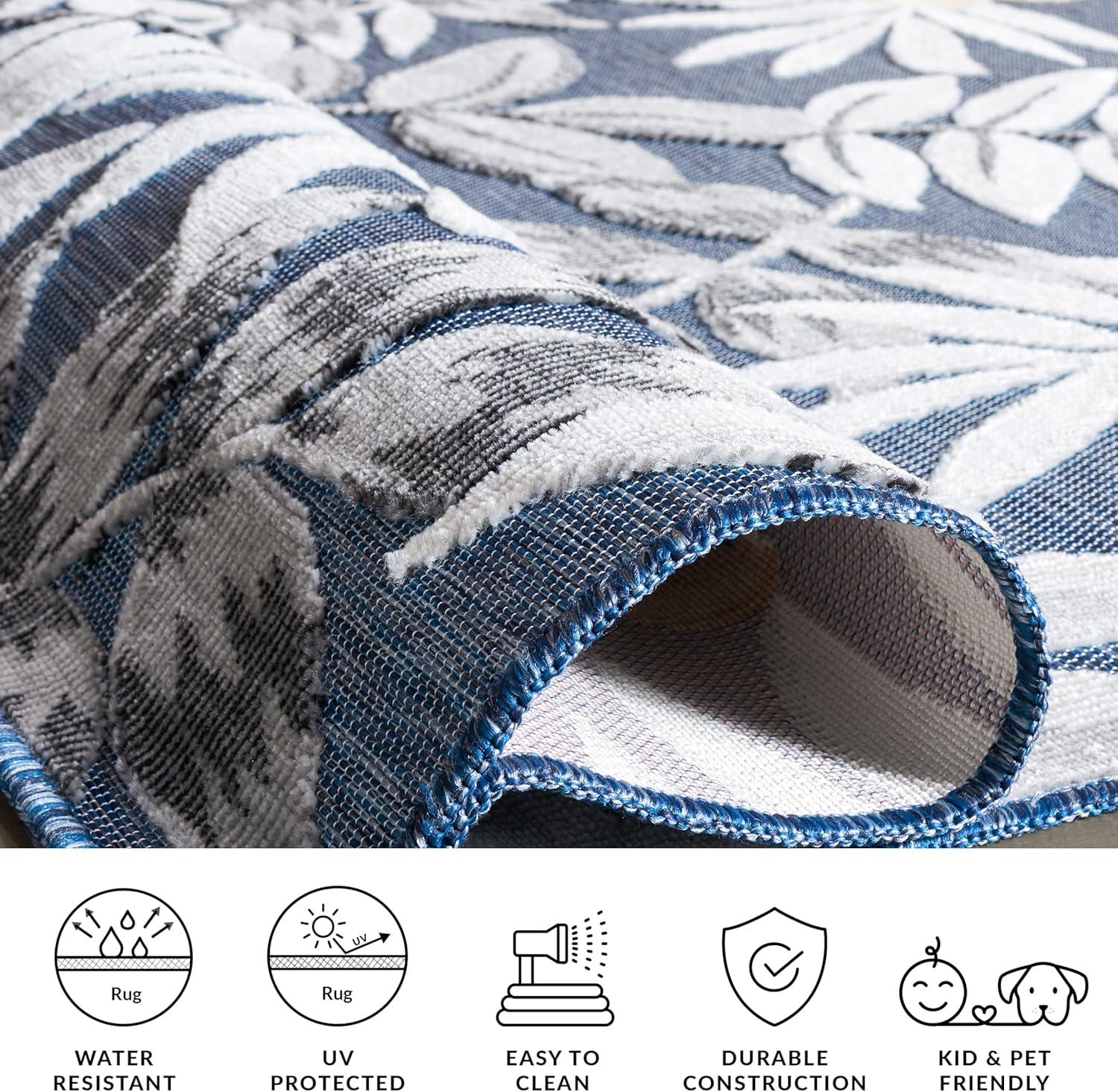 image:imageSAFAVIEH Washable Rug Outdoor Cabana Collection 9 x 12 Blue amp Grey NonShedding amp Easy to Clean Ideal for Patio Backyard Mudroom CBN405MBlueGrey
