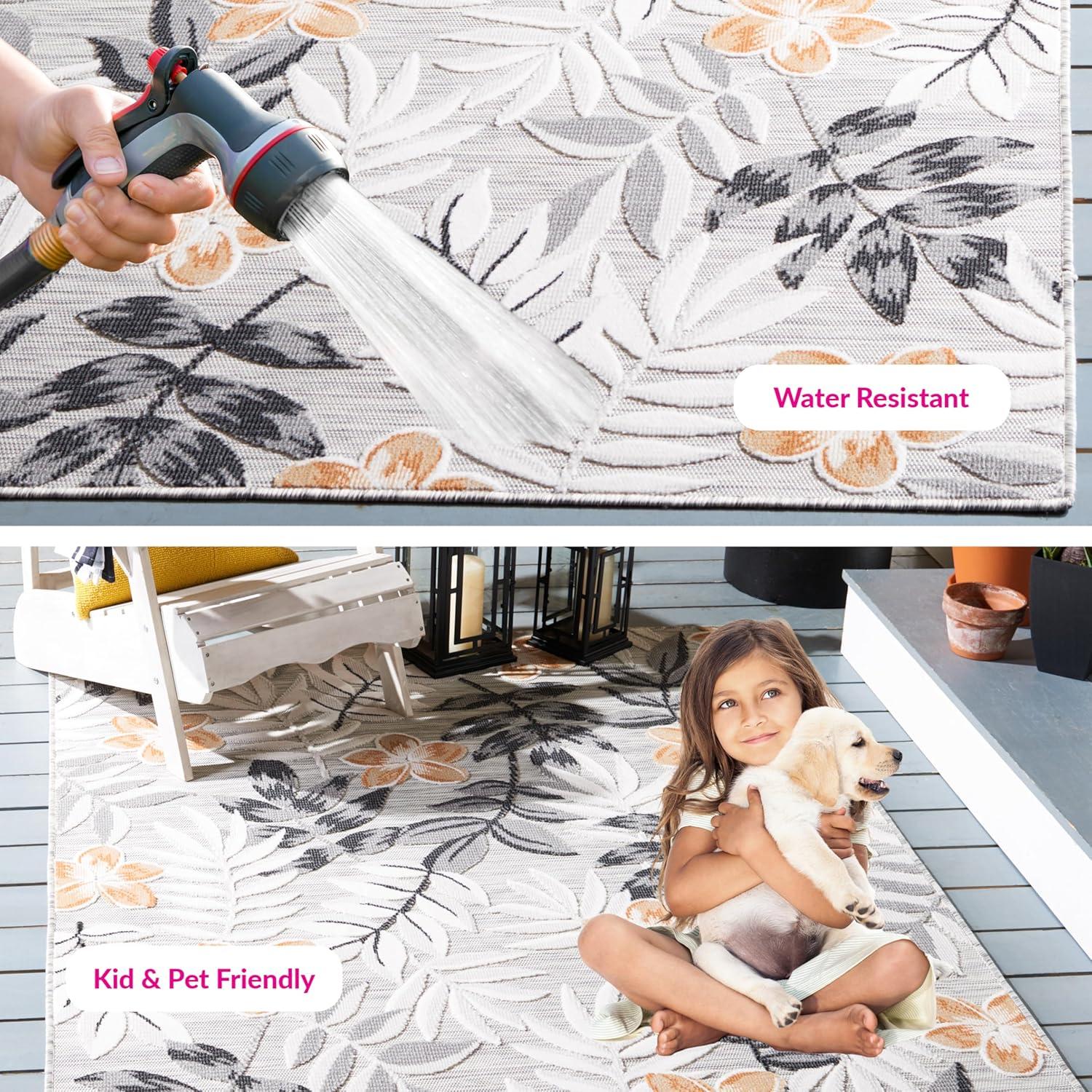 image:imageSAFAVIEH Washable Rug Outdoor Cabana Collection 9 x 12 Blue amp Grey NonShedding amp Easy to Clean Ideal for Patio Backyard Mudroom CBN405MGreyIvory