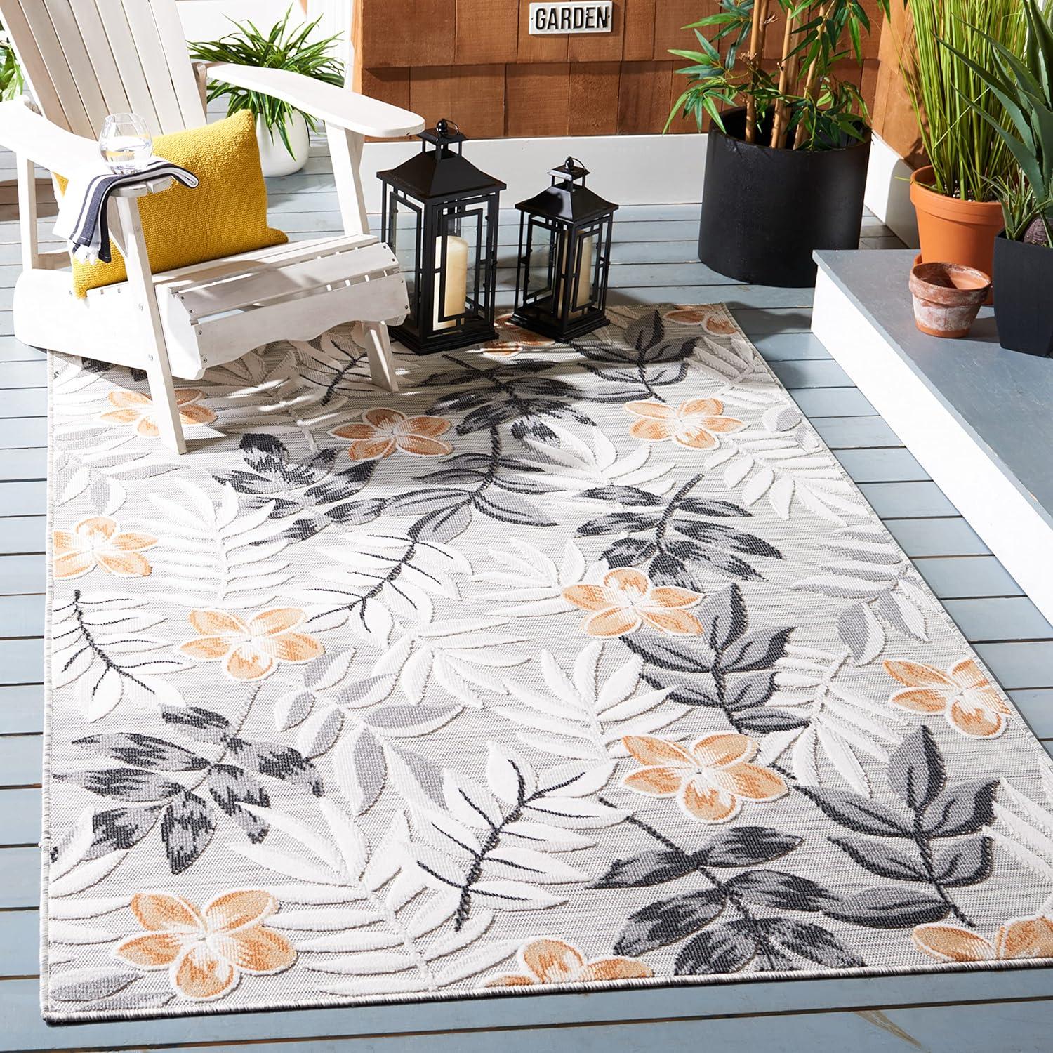 image:imageSAFAVIEH Washable Rug Outdoor Cabana Collection 9 x 12 Blue amp Grey NonShedding amp Easy to Clean Ideal for Patio Backyard Mudroom CBN405MGreyIvory
