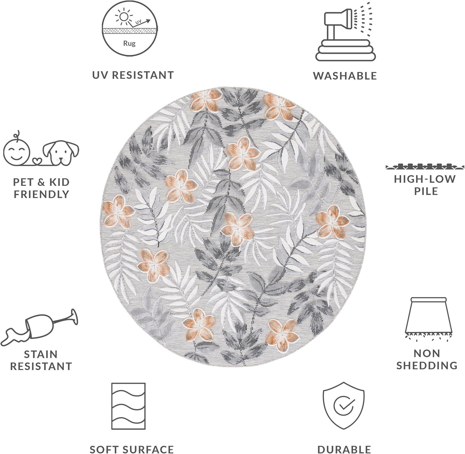 image:imageSAFAVIEH Washable Rug Outdoor Cabana Collection 9 x 12 Blue amp Grey NonShedding amp Easy to Clean Ideal for Patio Backyard Mudroom CBN405MGreyIvory