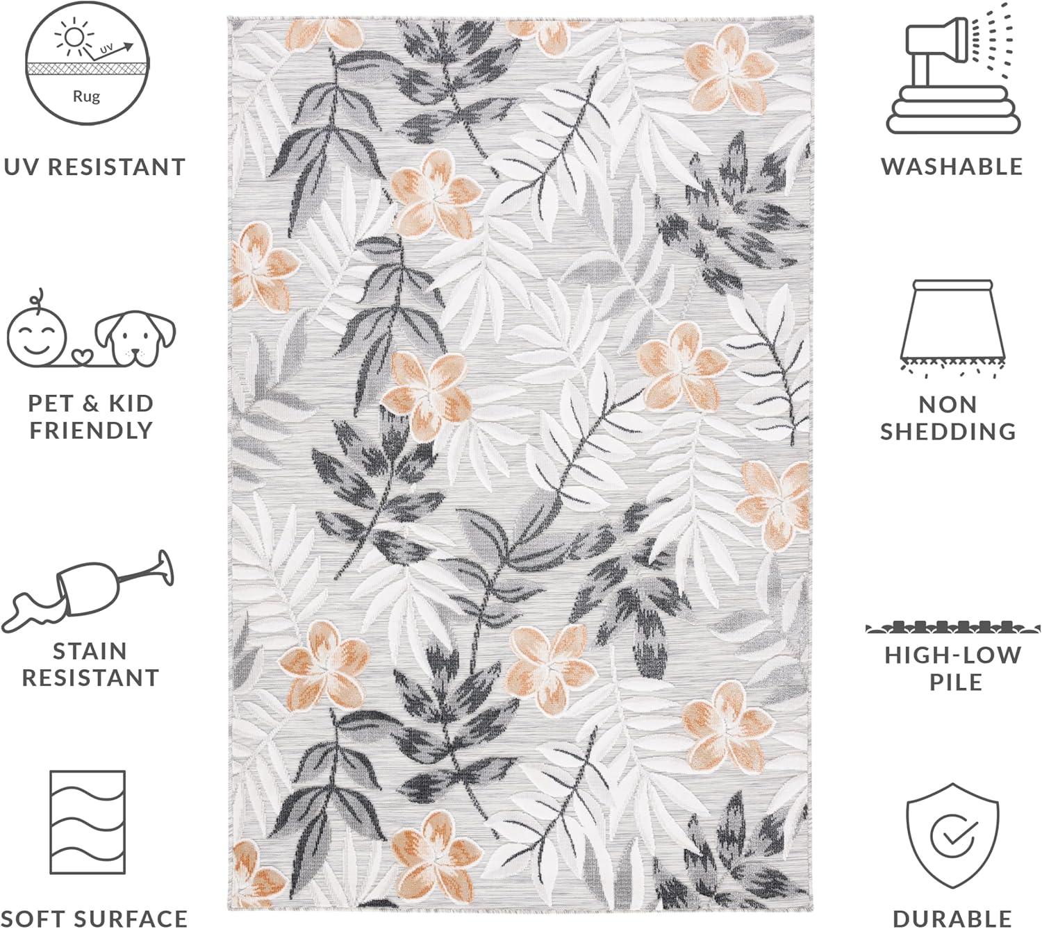 image:imageSAFAVIEH Washable Rug Outdoor Cabana Collection 9 x 12 Blue amp Grey NonShedding amp Easy to Clean Ideal for Patio Backyard Mudroom CBN405MGreyIvory