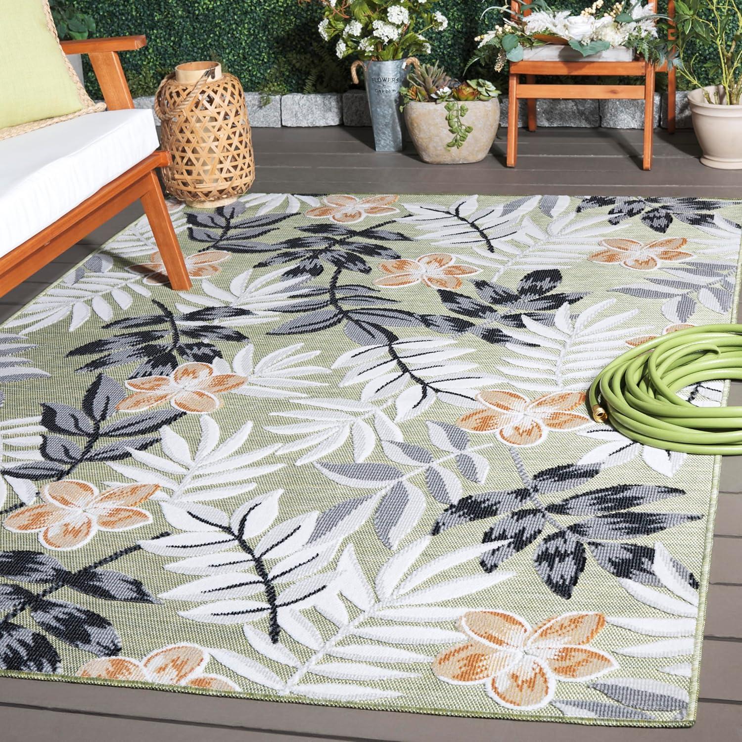 image:imageSAFAVIEH Washable Rug Outdoor Cabana Collection 9 x 12 Blue amp Grey NonShedding amp Easy to Clean Ideal for Patio Backyard Mudroom CBN405MOliveGrey