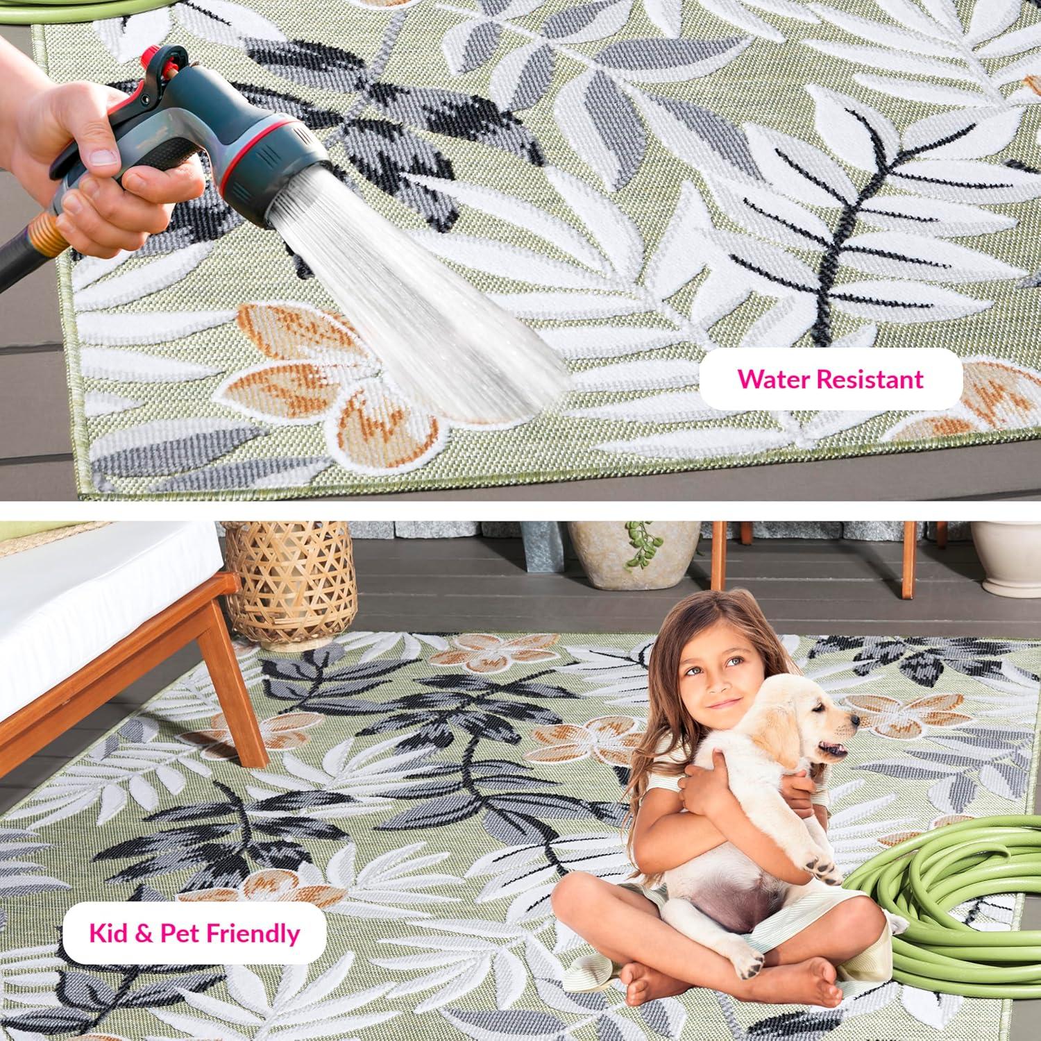 image:imageSAFAVIEH Washable Rug Outdoor Cabana Collection 9 x 12 Blue amp Grey NonShedding amp Easy to Clean Ideal for Patio Backyard Mudroom CBN405MOliveGrey