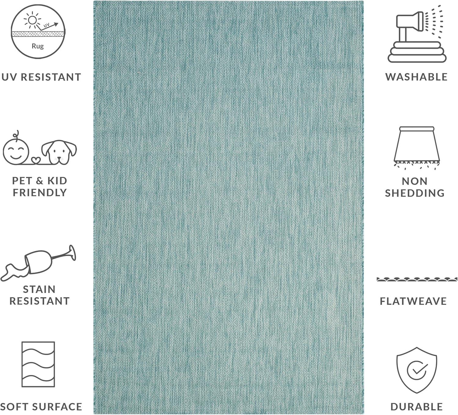 image:imageSAFAVIEH Washable Rug Outdoor Courtyard Collection 10 x 14 Grey NonShedding amp Easy Cleaning Ideal for Patio Backyard Mudroom CY852036811Aqua