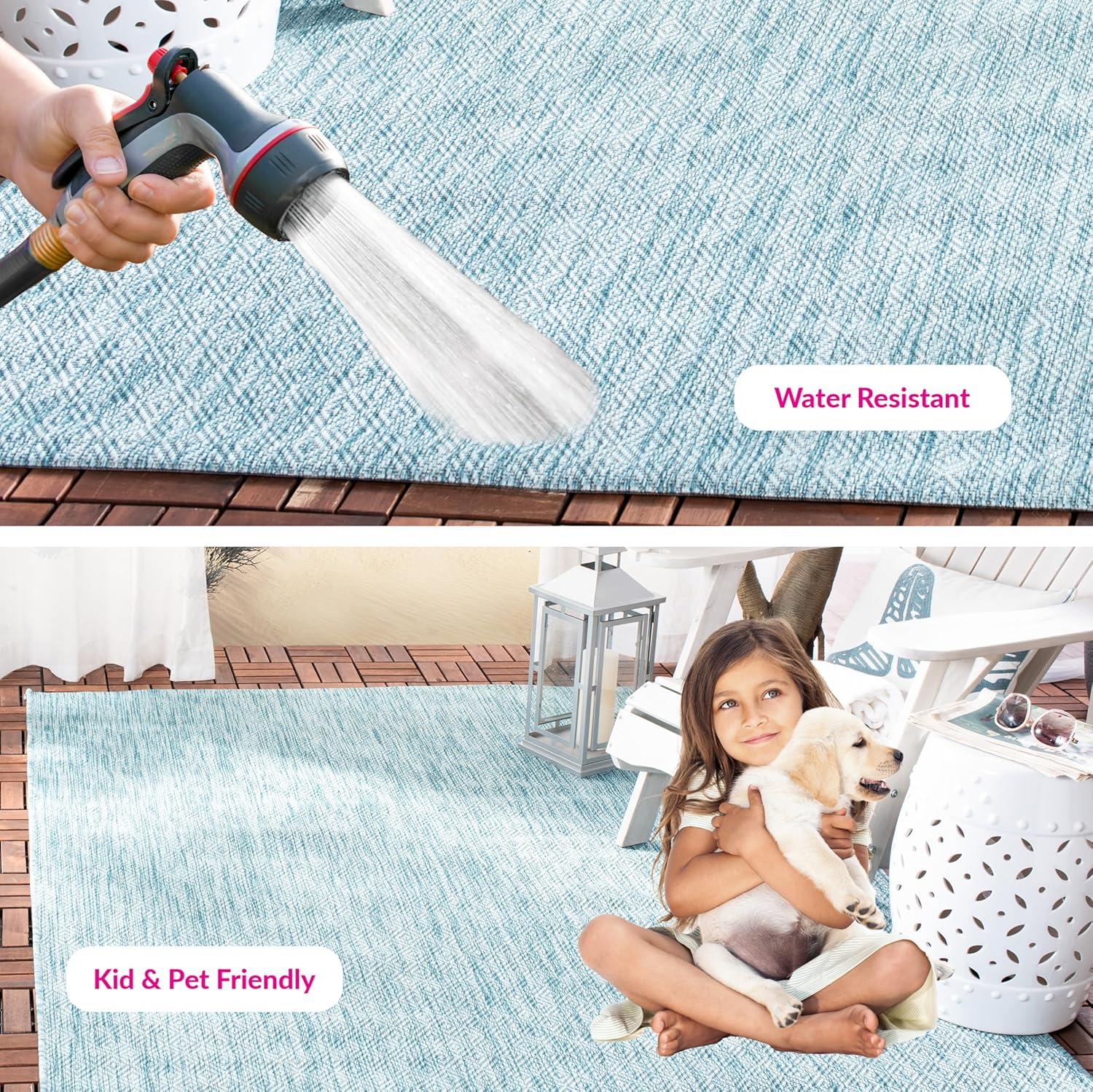 image:imageSAFAVIEH Washable Rug Outdoor Courtyard Collection 10 x 14 Grey NonShedding amp Easy Cleaning Ideal for Patio Backyard Mudroom CY852036811Aqua