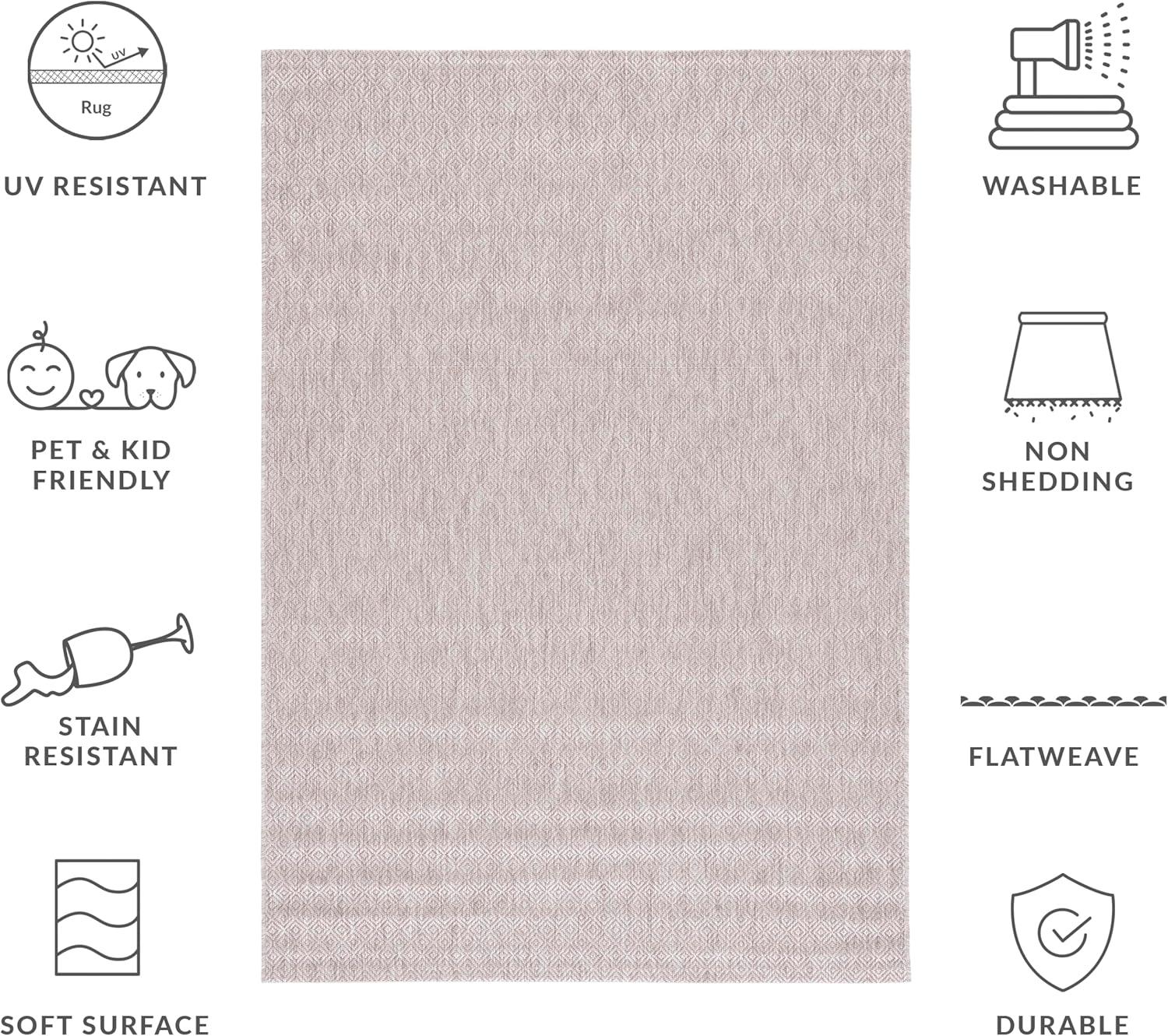 image:imageSAFAVIEH Washable Rug Outdoor Courtyard Collection 10 x 14 Grey NonShedding amp Easy Cleaning Ideal for Patio Backyard Mudroom CY852036811Beige