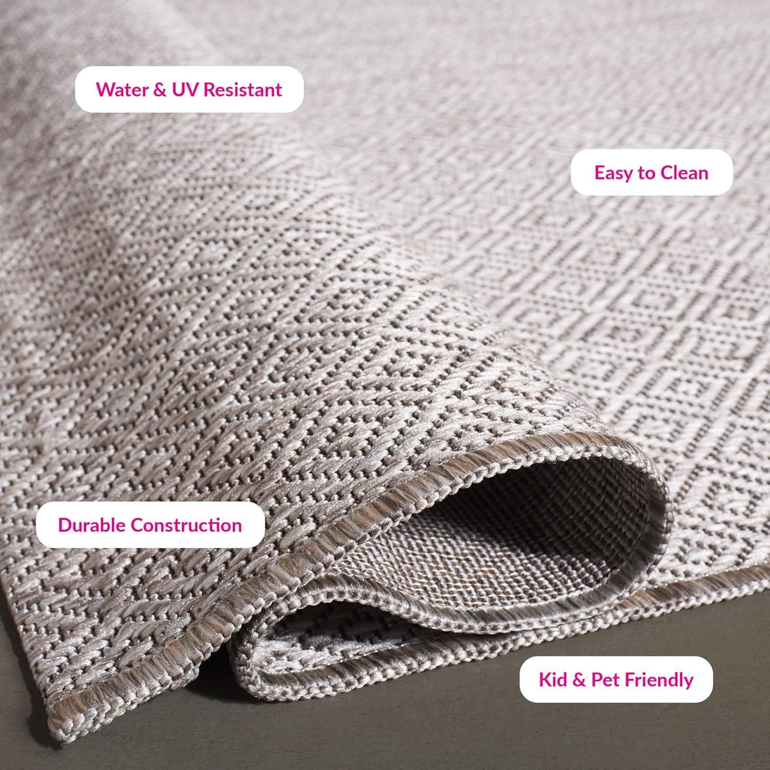image:imageSAFAVIEH Washable Rug Outdoor Courtyard Collection 10 x 14 Grey NonShedding amp Easy Cleaning Ideal for Patio Backyard Mudroom CY852036811BeigeBeige