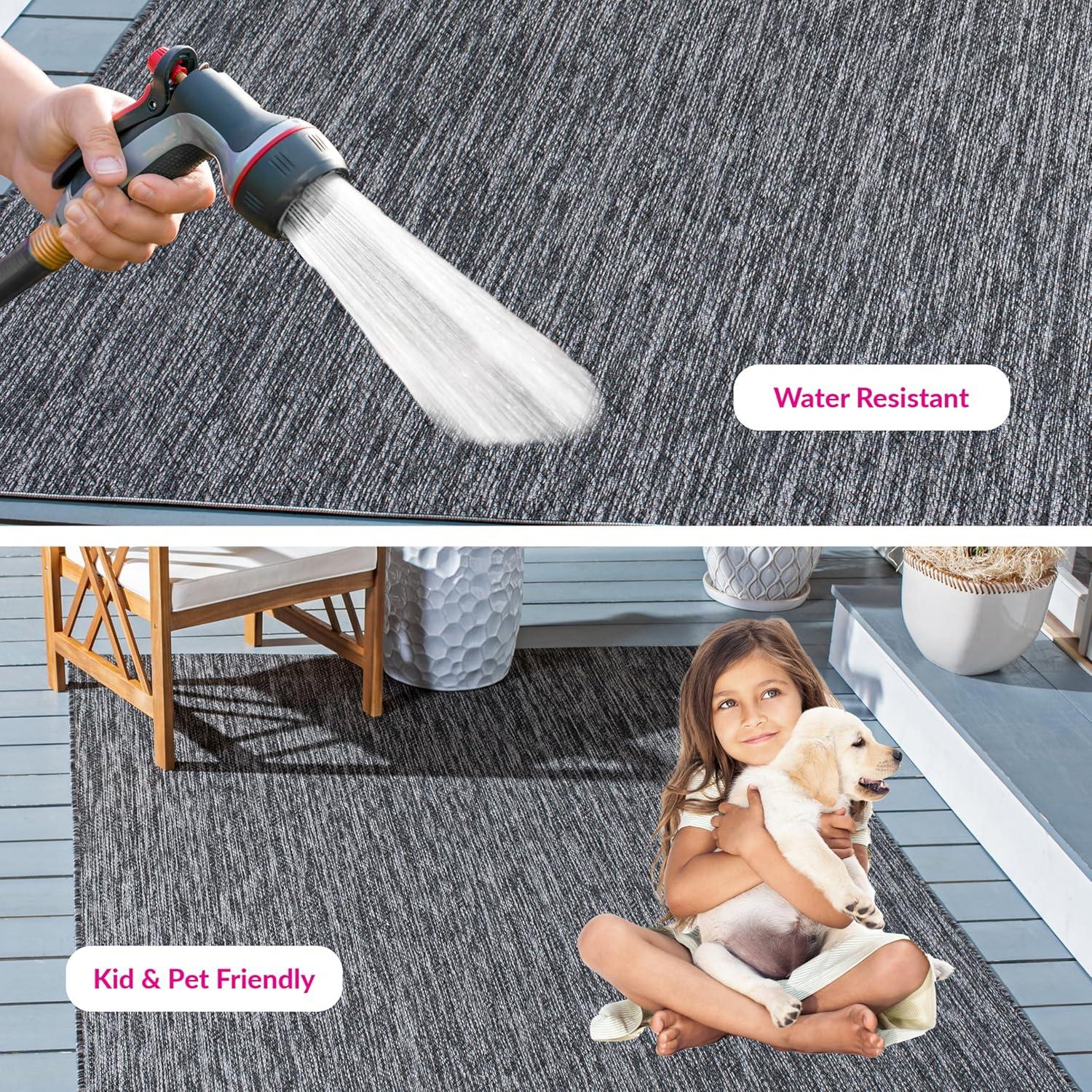 image:imageSAFAVIEH Washable Rug Outdoor Courtyard Collection 10 x 14 Grey NonShedding amp Easy Cleaning Ideal for Patio Backyard Mudroom CY852036811BlackGrey