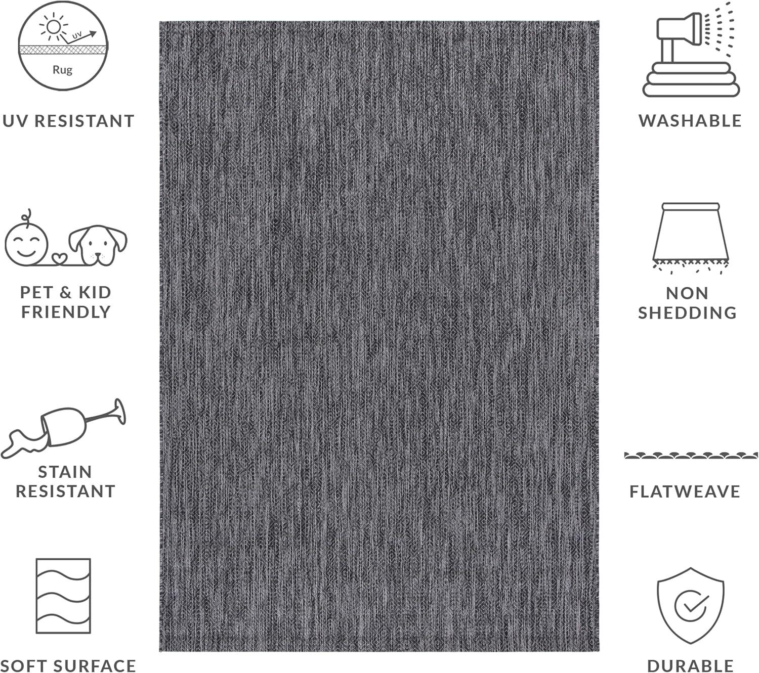 image:imageSAFAVIEH Washable Rug Outdoor Courtyard Collection 10 x 14 Grey NonShedding amp Easy Cleaning Ideal for Patio Backyard Mudroom CY852036811BlackGrey