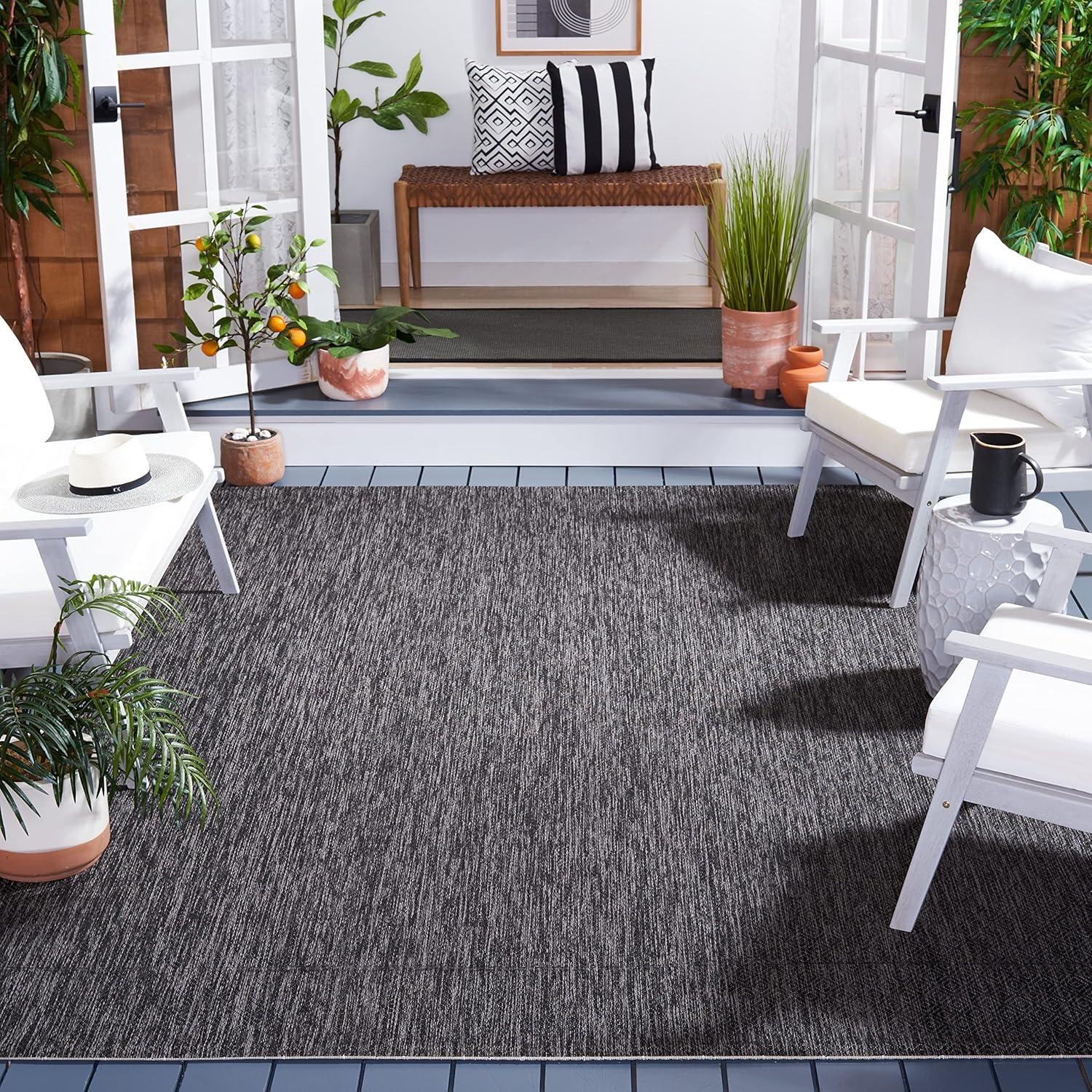image:imageSAFAVIEH Washable Rug Outdoor Courtyard Collection 10 x 14 Grey NonShedding amp Easy Cleaning Ideal for Patio Backyard Mudroom CY852036811BlackGrey