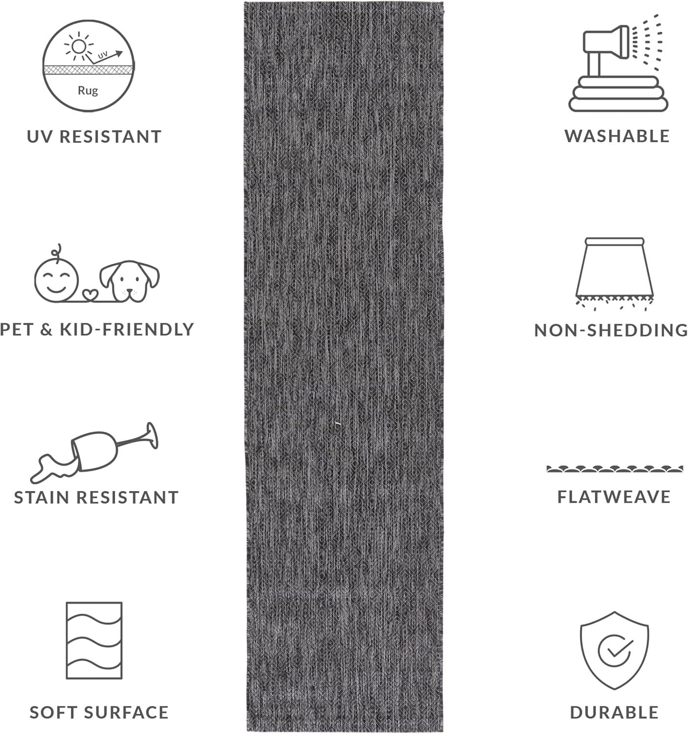 image:imageSAFAVIEH Washable Rug Outdoor Courtyard Collection 10 x 14 Grey NonShedding amp Easy Cleaning Ideal for Patio Backyard Mudroom CY852036811BlackGrey