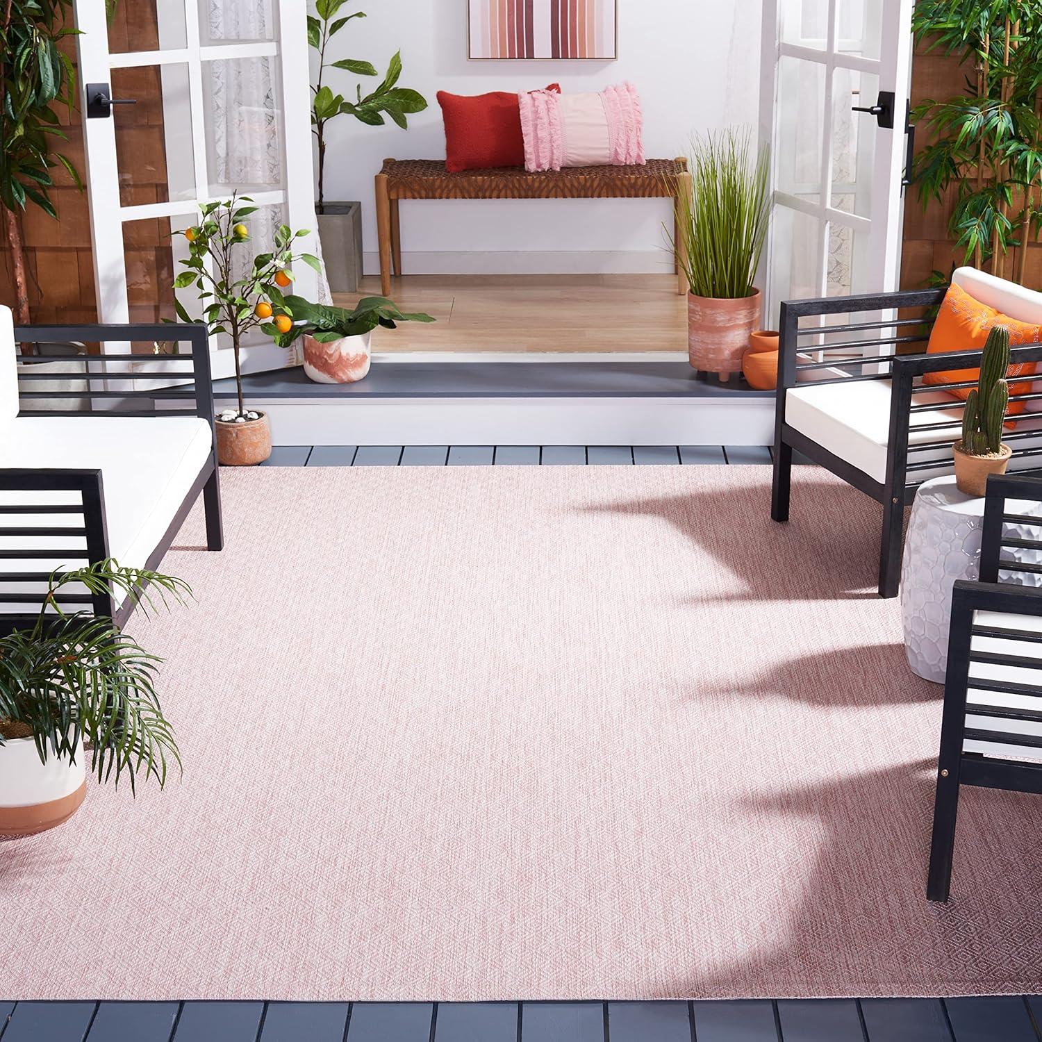 image:imageSAFAVIEH Washable Rug Outdoor Courtyard Collection 10 x 14 Grey NonShedding amp Easy Cleaning Ideal for Patio Backyard Mudroom CY852036811Soft Pink