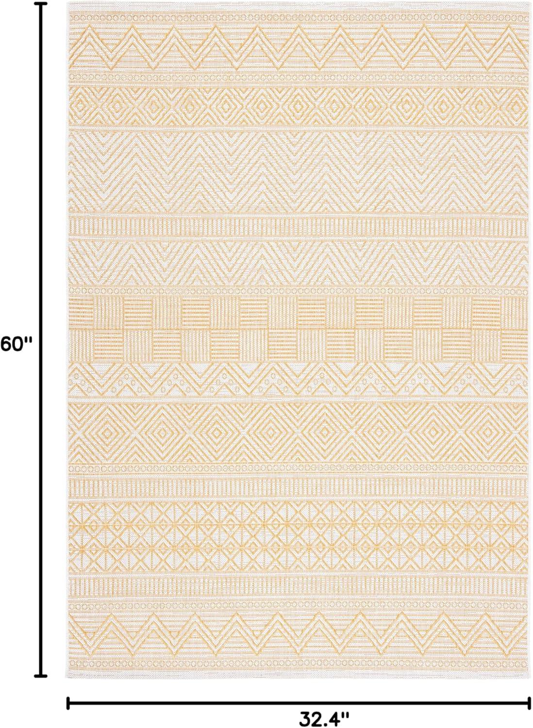 image:imageSAFAVIEH Washable Rug Outdoor Courtyard Collection 53 x 77 Black amp Grey NonShedding amp Easy Cleaning Ideal for Patio Backyard Mudroom CY819637612BeigeGold