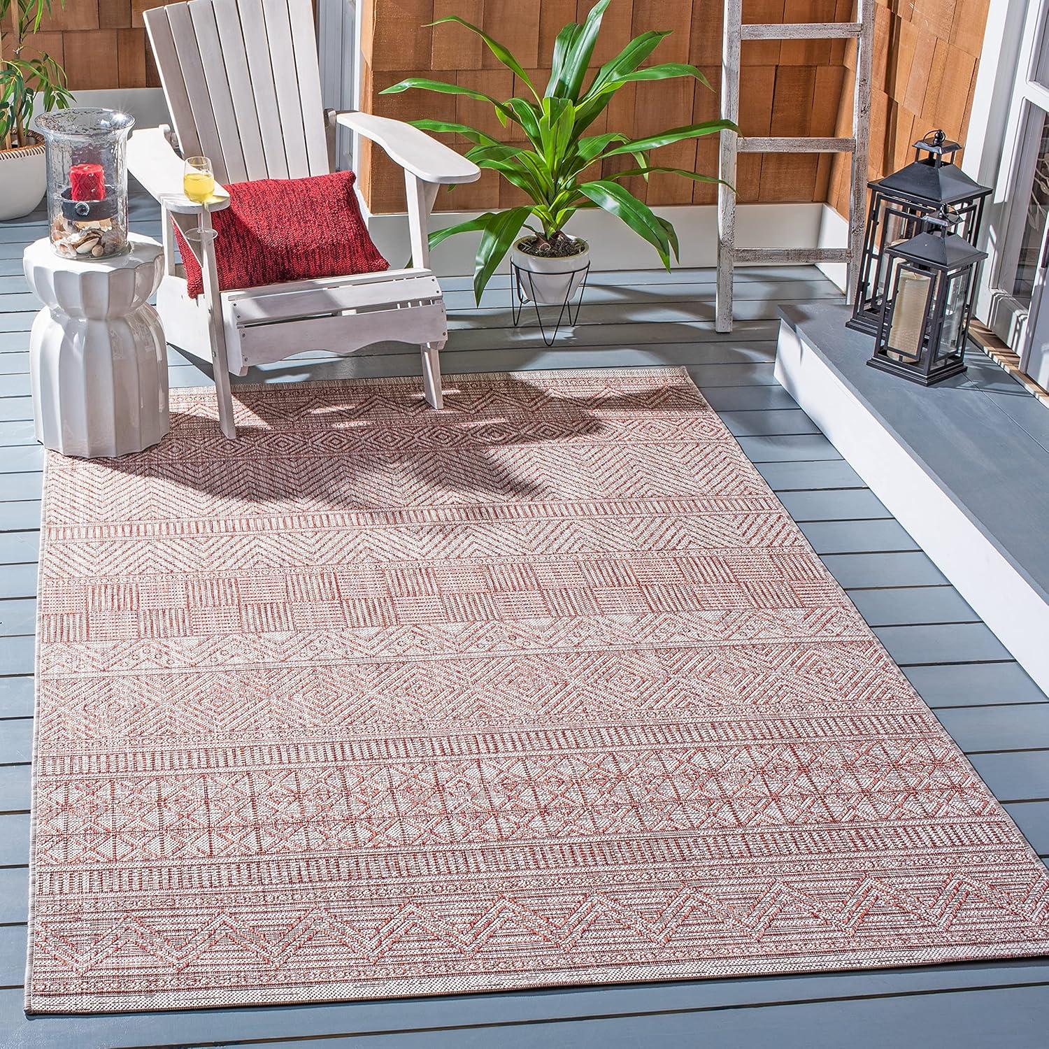 image:imageSAFAVIEH Washable Rug Outdoor Courtyard Collection 53 x 77 Black amp Grey NonShedding amp Easy Cleaning Ideal for Patio Backyard Mudroom CY819637612BeigeRust