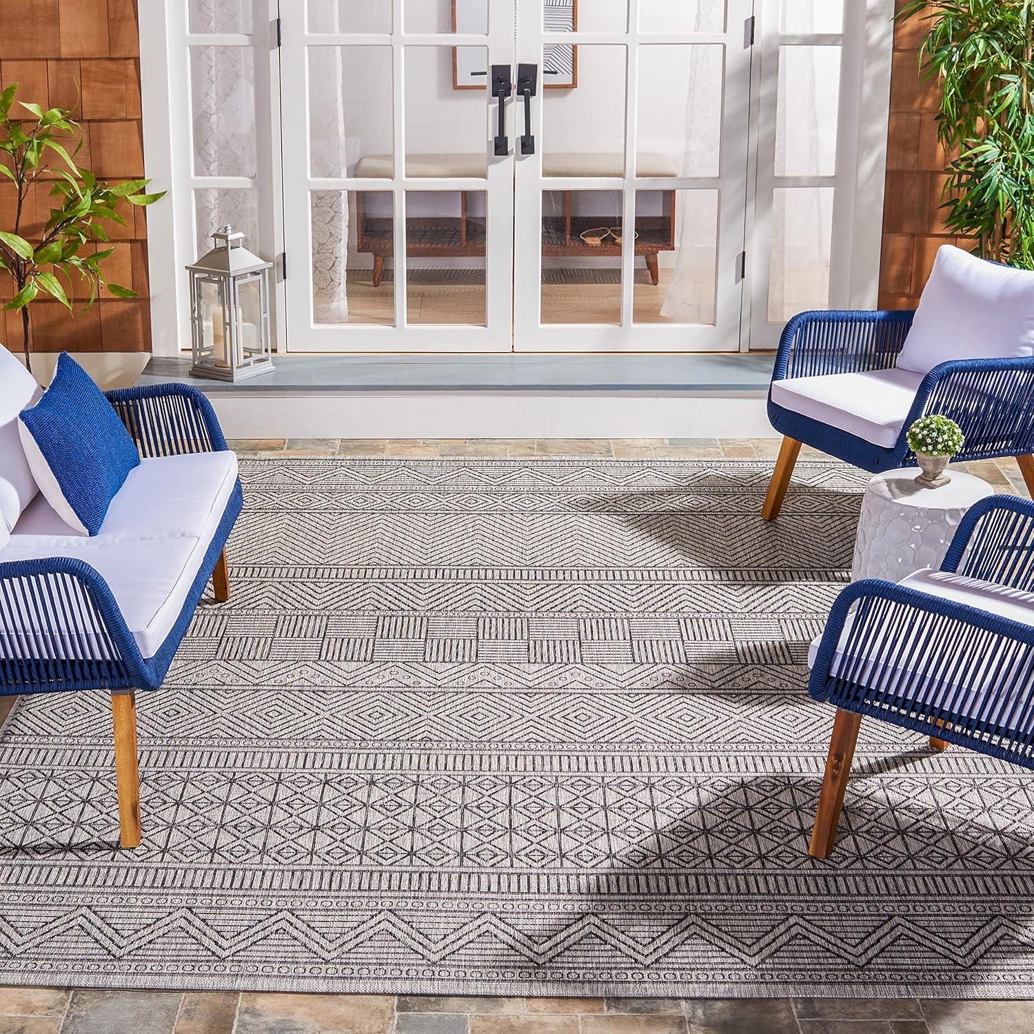image:imageSAFAVIEH Washable Rug Outdoor Courtyard Collection 53 x 77 Black amp Grey NonShedding amp Easy Cleaning Ideal for Patio Backyard Mudroom CY819637612BlackGrey