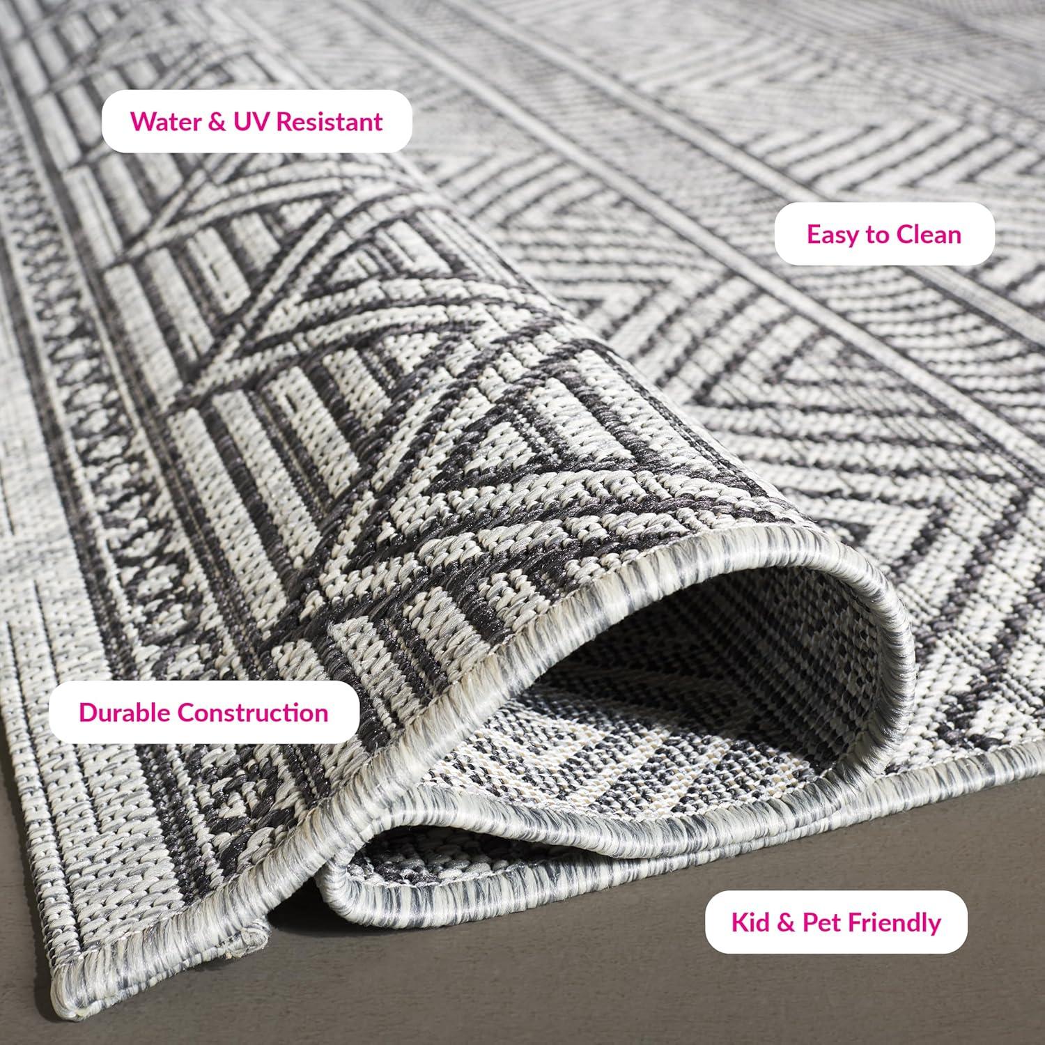 image:imageSAFAVIEH Washable Rug Outdoor Courtyard Collection 53 x 77 Black amp Grey NonShedding amp Easy Cleaning Ideal for Patio Backyard Mudroom CY819637612BlackGrey