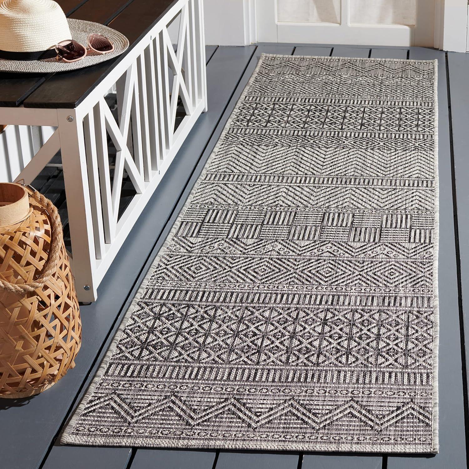 image:imageSAFAVIEH Washable Rug Outdoor Courtyard Collection 53 x 77 Black amp Grey NonShedding amp Easy Cleaning Ideal for Patio Backyard Mudroom CY819637612BlackGrey