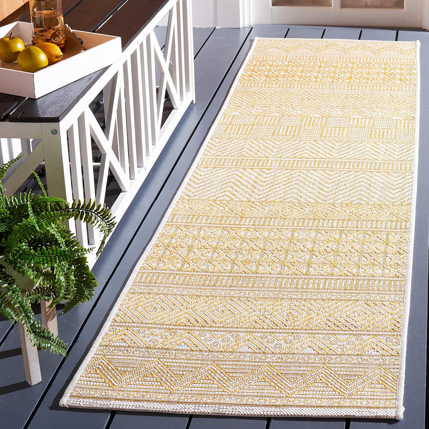 image:imageSAFAVIEH Washable Rug Outdoor Courtyard Collection 53 x 77 Black amp Grey NonShedding amp Easy Cleaning Ideal for Patio Backyard Mudroom CY819637612BeigeGold