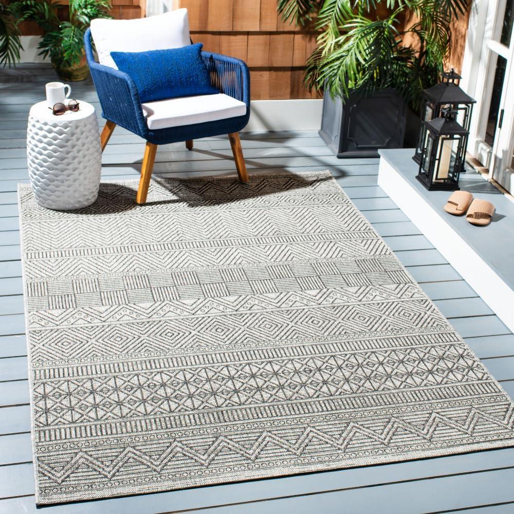 image:imageSAFAVIEH Washable Rug Outdoor Courtyard Collection 53 x 77 Black amp Grey NonShedding amp Easy Cleaning Ideal for Patio Backyard Mudroom CY819637612BlackGrey