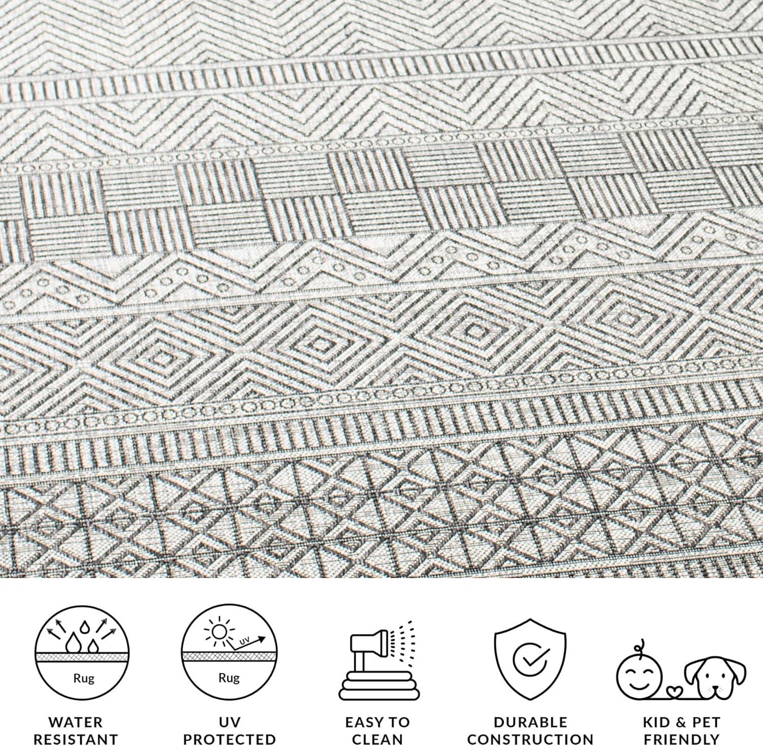 image:imageSAFAVIEH Washable Rug Outdoor Courtyard Collection 53 x 77 Black amp Grey NonShedding amp Easy Cleaning Ideal for Patio Backyard Mudroom CY819637612BlackGrey