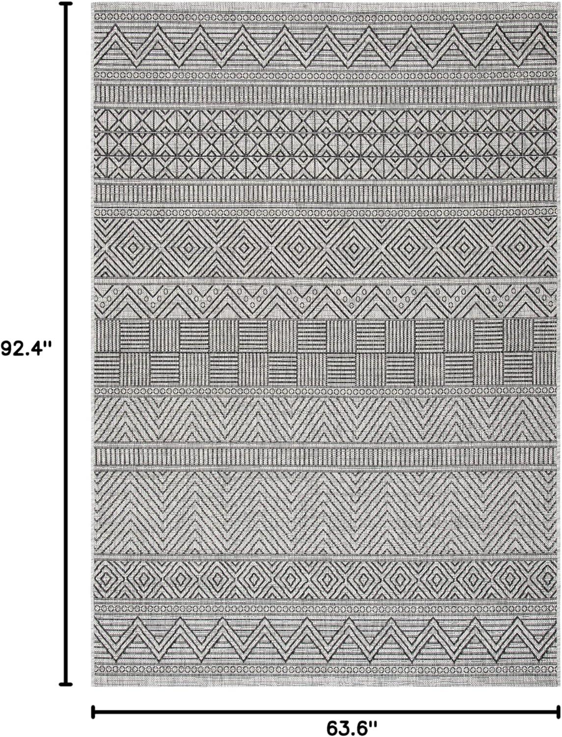 image:imageSAFAVIEH Washable Rug Outdoor Courtyard Collection 53 x 77 Black amp Grey NonShedding amp Easy Cleaning Ideal for Patio Backyard Mudroom CY819637612BlackGrey