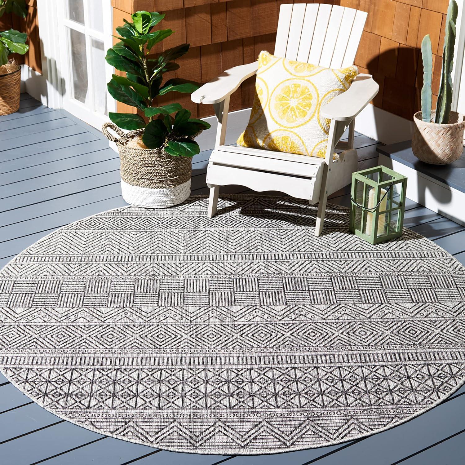 image:imageSAFAVIEH Washable Rug Outdoor Courtyard Collection 53 x 77 Black amp Grey NonShedding amp Easy Cleaning Ideal for Patio Backyard Mudroom CY819637612BlackGrey