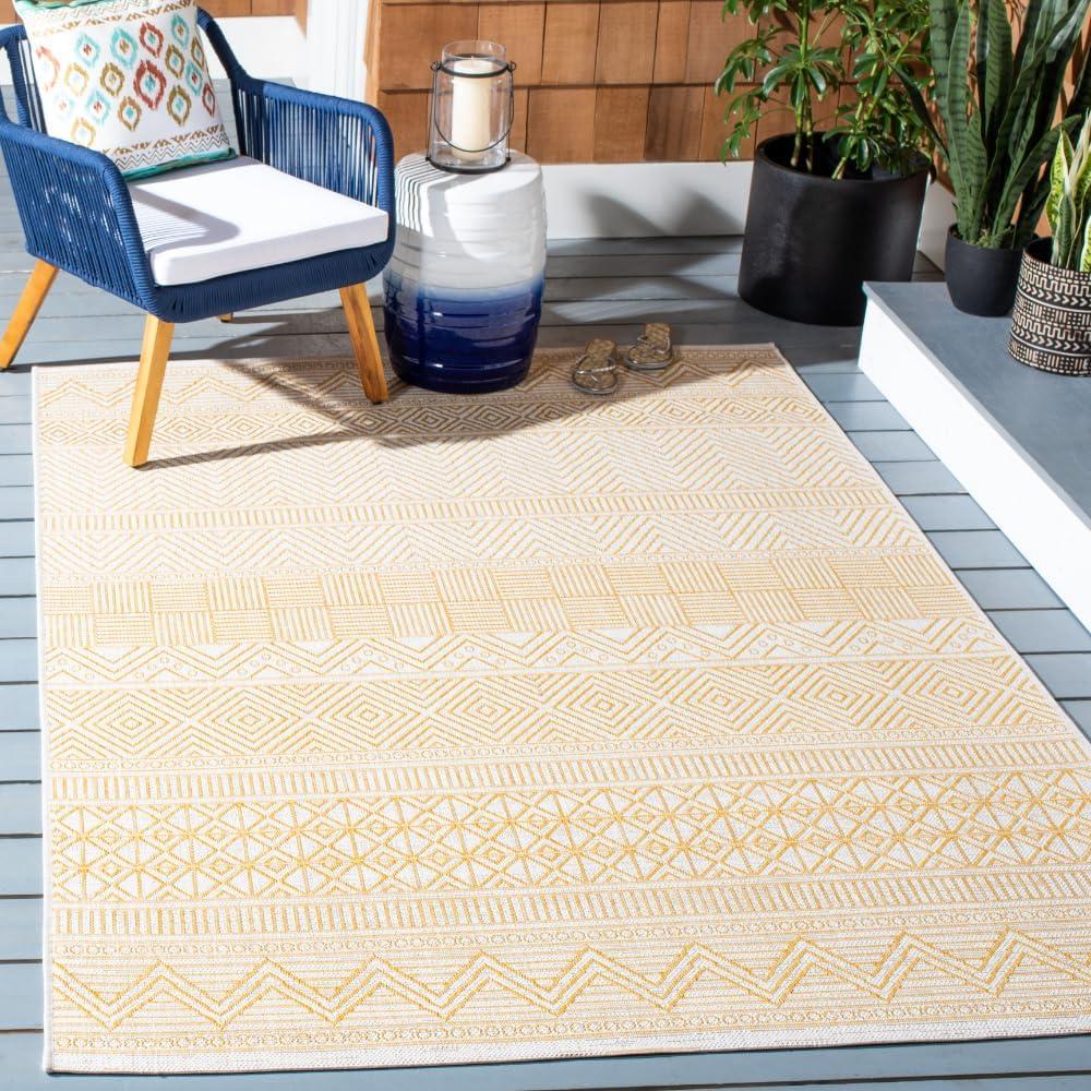 image:imageSAFAVIEH Washable Rug Outdoor Courtyard Collection 53 x 77 Black amp Grey NonShedding amp Easy Cleaning Ideal for Patio Backyard Mudroom CY819637612BeigeGold