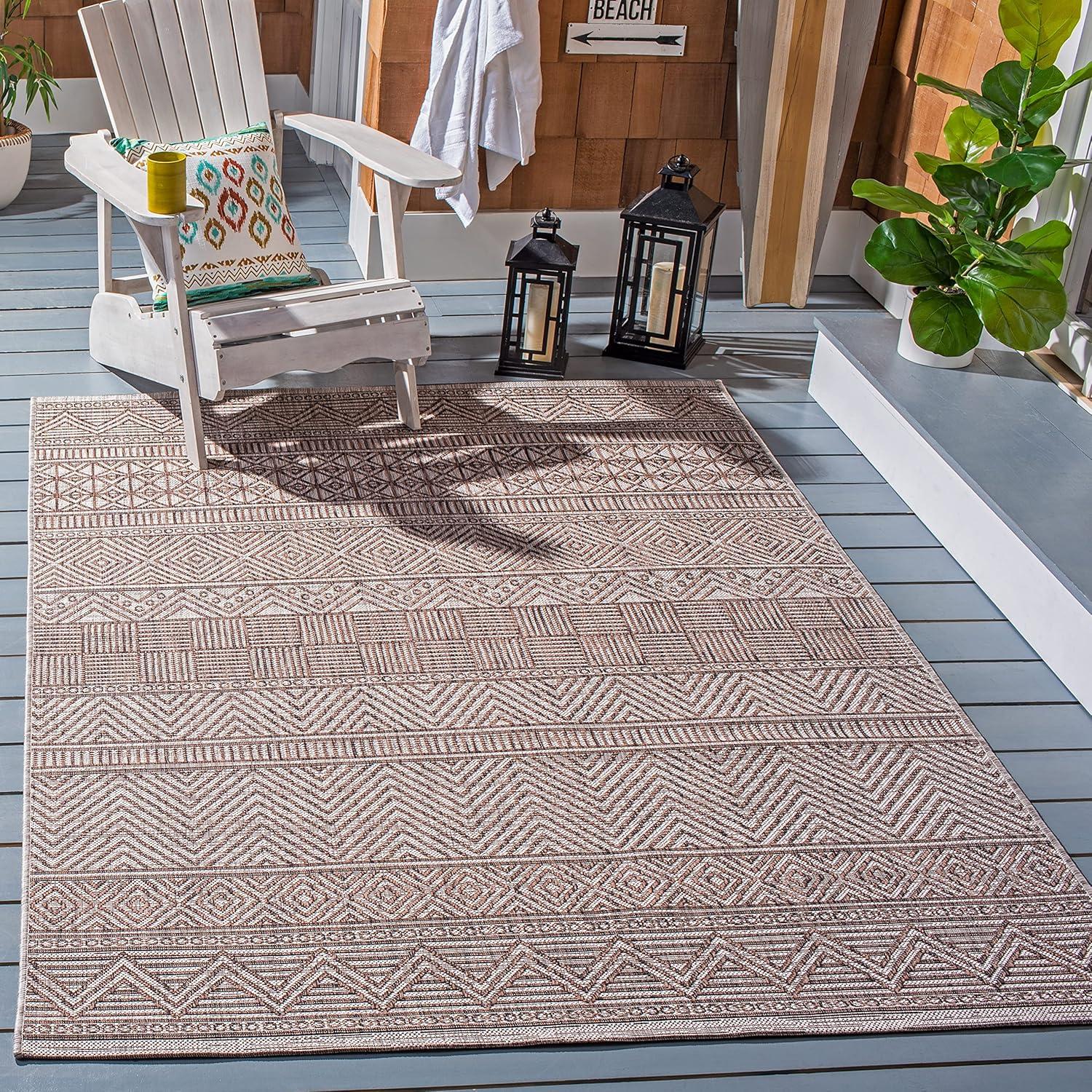 image:imageSAFAVIEH Washable Rug Outdoor Courtyard Collection 53 x 77 Black amp Grey NonShedding amp Easy Cleaning Ideal for Patio Backyard Mudroom CY819637612GreyBrown