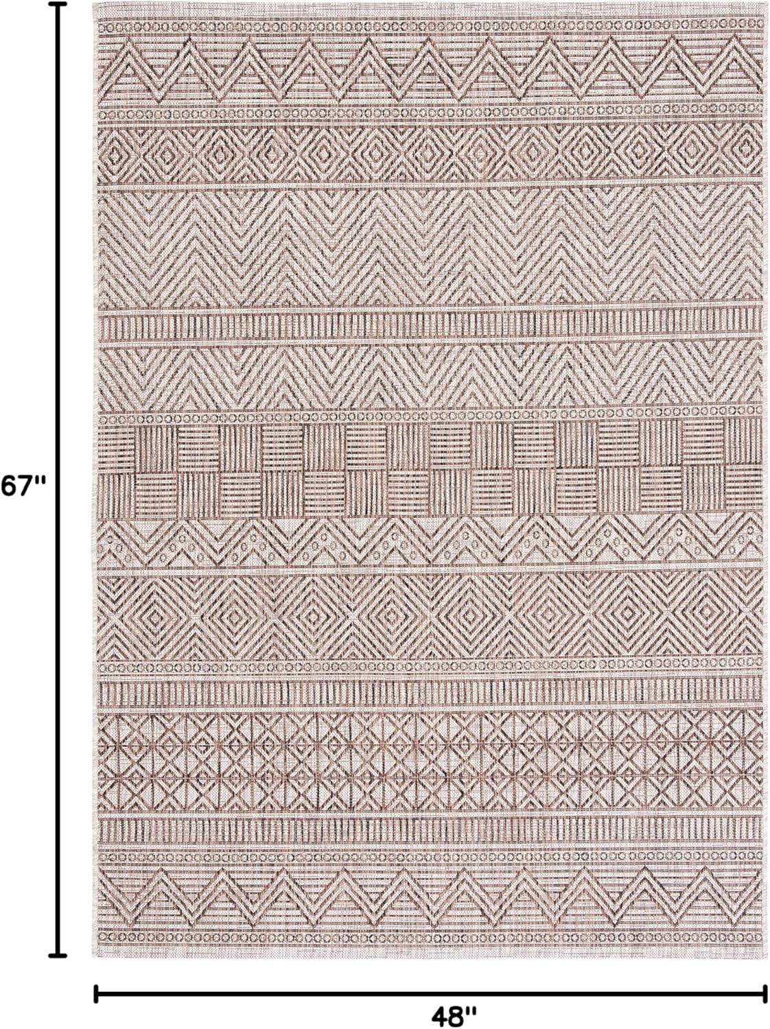 image:imageSAFAVIEH Washable Rug Outdoor Courtyard Collection 53 x 77 Black amp Grey NonShedding amp Easy Cleaning Ideal for Patio Backyard Mudroom CY819637612GreyBrown