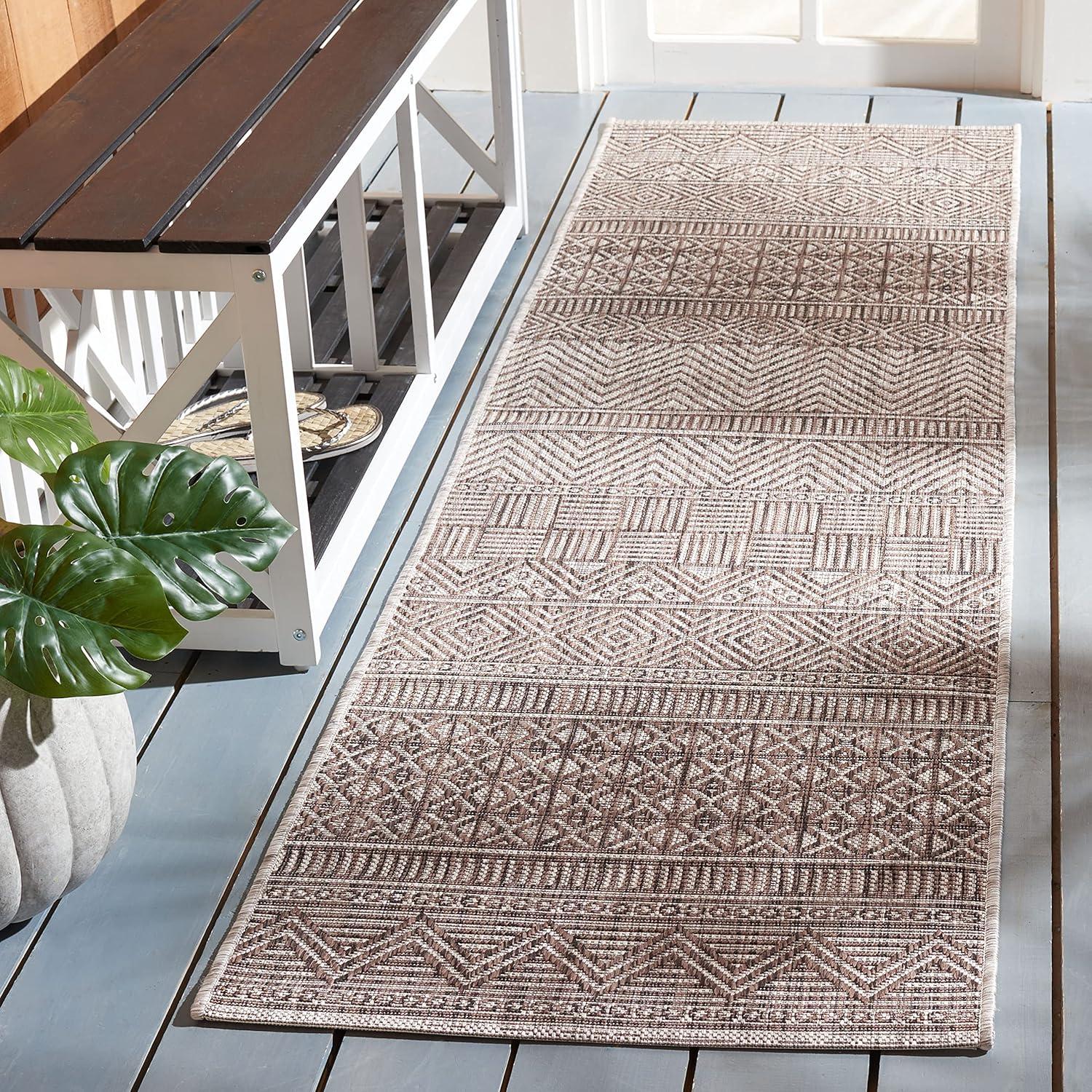 image:imageSAFAVIEH Washable Rug Outdoor Courtyard Collection 53 x 77 Black amp Grey NonShedding amp Easy Cleaning Ideal for Patio Backyard Mudroom CY819637612GreyBrown