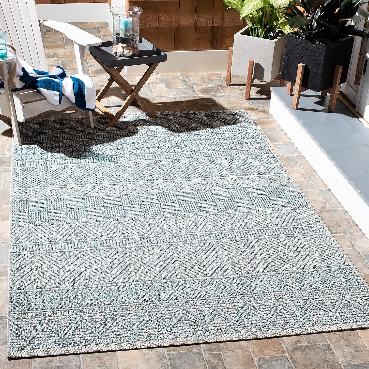image:imageSAFAVIEH Washable Rug Outdoor Courtyard Collection 53 x 77 Black amp Grey NonShedding amp Easy Cleaning Ideal for Patio Backyard Mudroom CY819637612GreyTeal