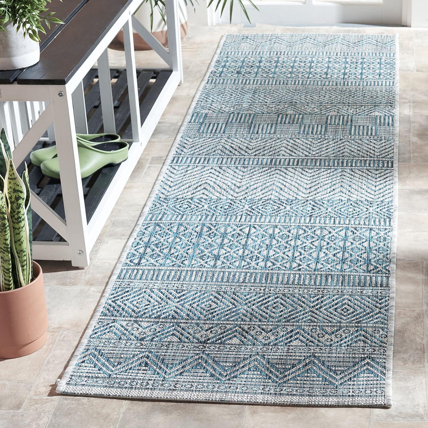 image:imageSAFAVIEH Washable Rug Outdoor Courtyard Collection 53 x 77 Black amp Grey NonShedding amp Easy Cleaning Ideal for Patio Backyard Mudroom CY819637612GreyTeal