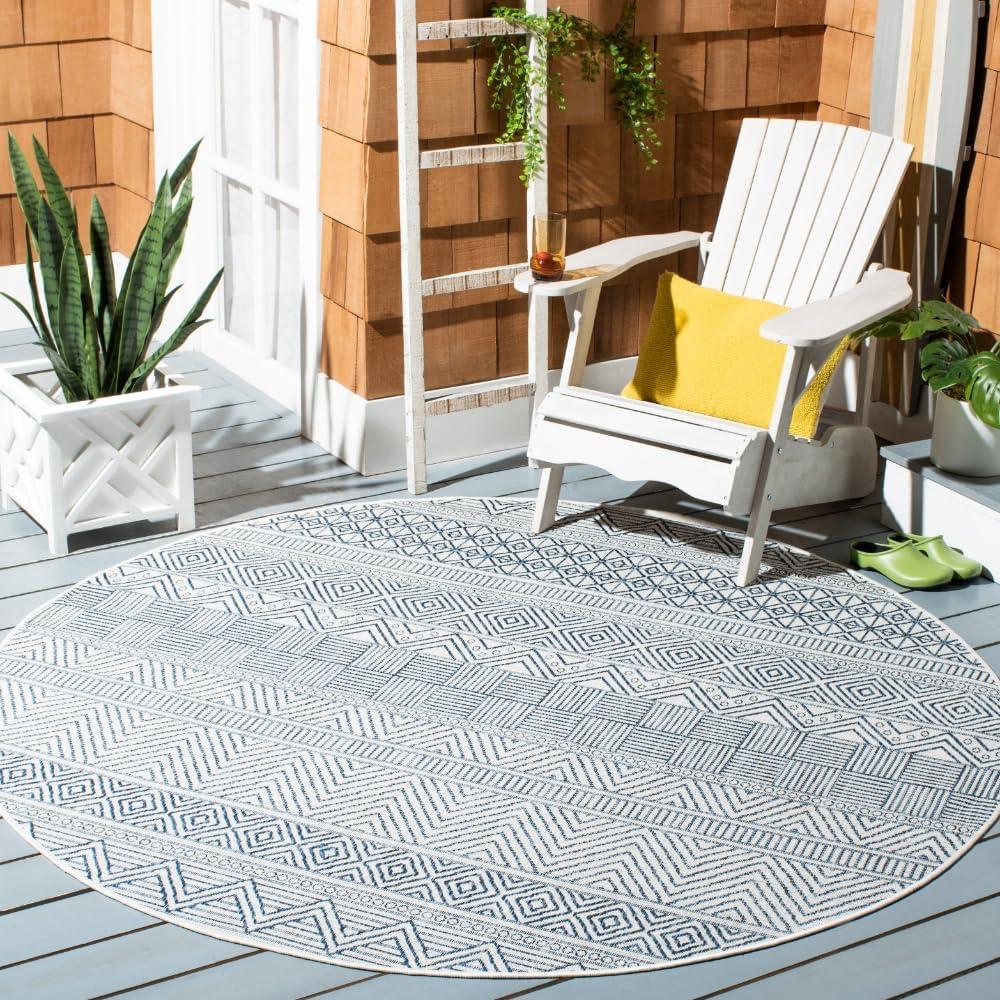 image:imageSAFAVIEH Washable Rug Outdoor Courtyard Collection 53 x 77 Black amp Grey NonShedding amp Easy Cleaning Ideal for Patio Backyard Mudroom CY819637612IvoryNavy