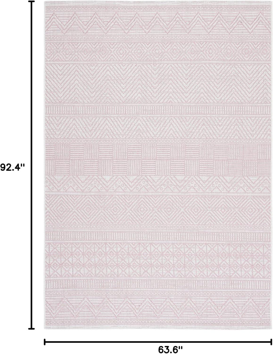 image:imageSAFAVIEH Washable Rug Outdoor Courtyard Collection 53 x 77 Black amp Grey NonShedding amp Easy Cleaning Ideal for Patio Backyard Mudroom CY819637612IvoryPink