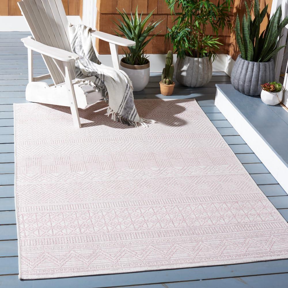 image:imageSAFAVIEH Washable Rug Outdoor Courtyard Collection 53 x 77 Black amp Grey NonShedding amp Easy Cleaning Ideal for Patio Backyard Mudroom CY819637612IvoryPink