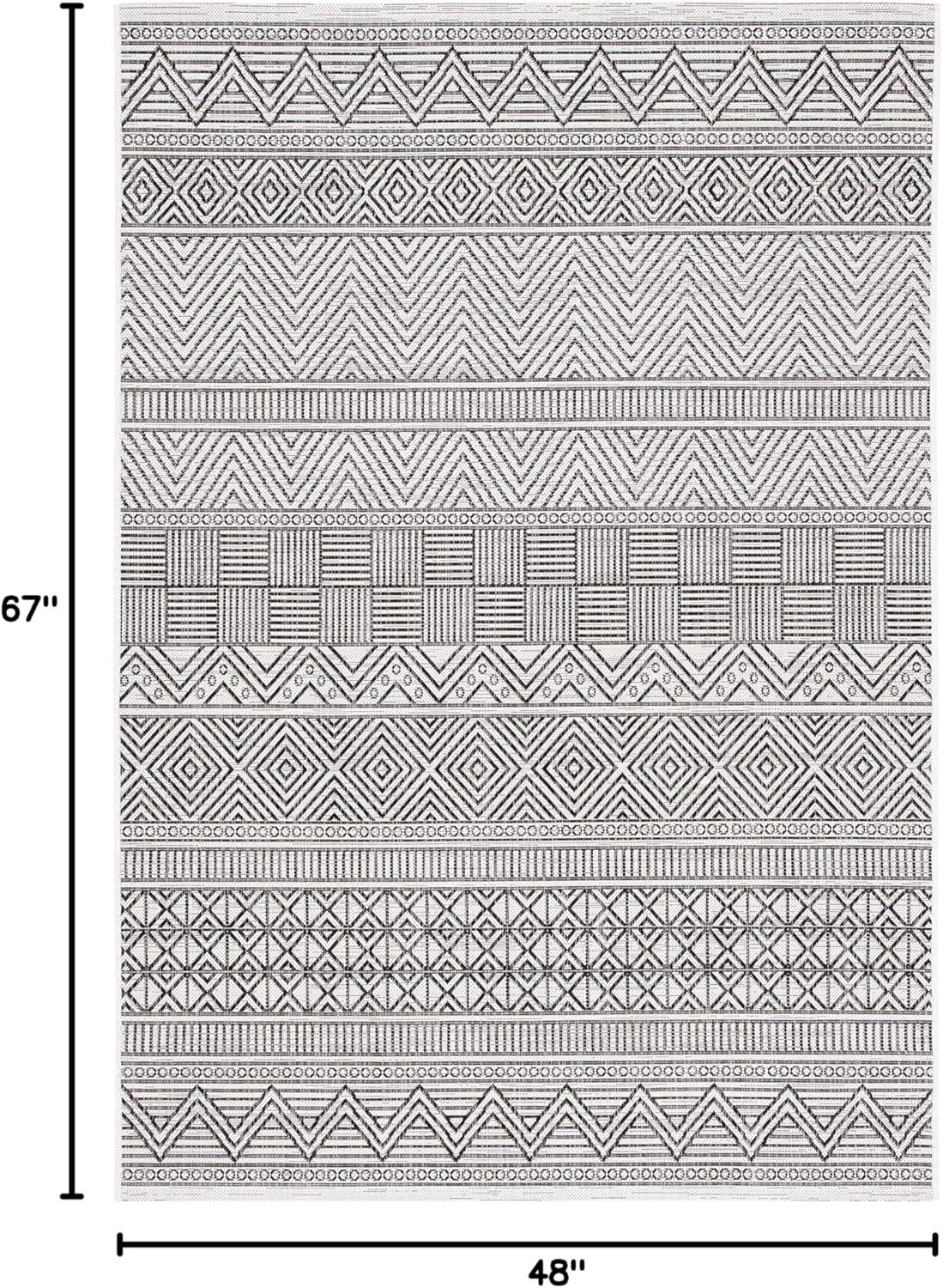 image:imageSAFAVIEH Washable Rug Outdoor Courtyard Collection 53 x 77 Black amp Grey NonShedding amp Easy Cleaning Ideal for Patio Backyard Mudroom CY819637612IvoryBlack