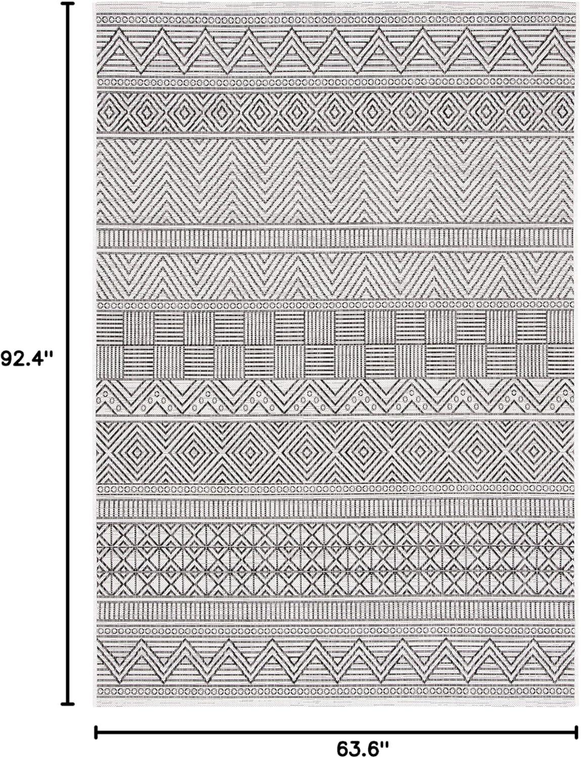 image:imageSAFAVIEH Washable Rug Outdoor Courtyard Collection 53 x 77 Black amp Grey NonShedding amp Easy Cleaning Ideal for Patio Backyard Mudroom CY819637612IvoryBlack