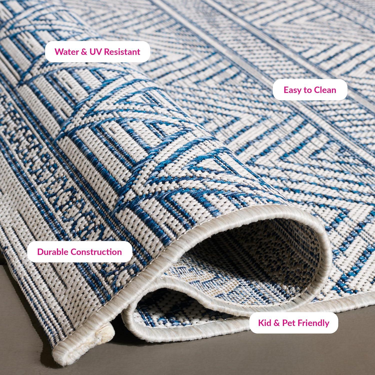 image:imageSAFAVIEH Washable Rug Outdoor Courtyard Collection 53 x 77 Black amp Grey NonShedding amp Easy Cleaning Ideal for Patio Backyard Mudroom CY819637612IvoryNavy